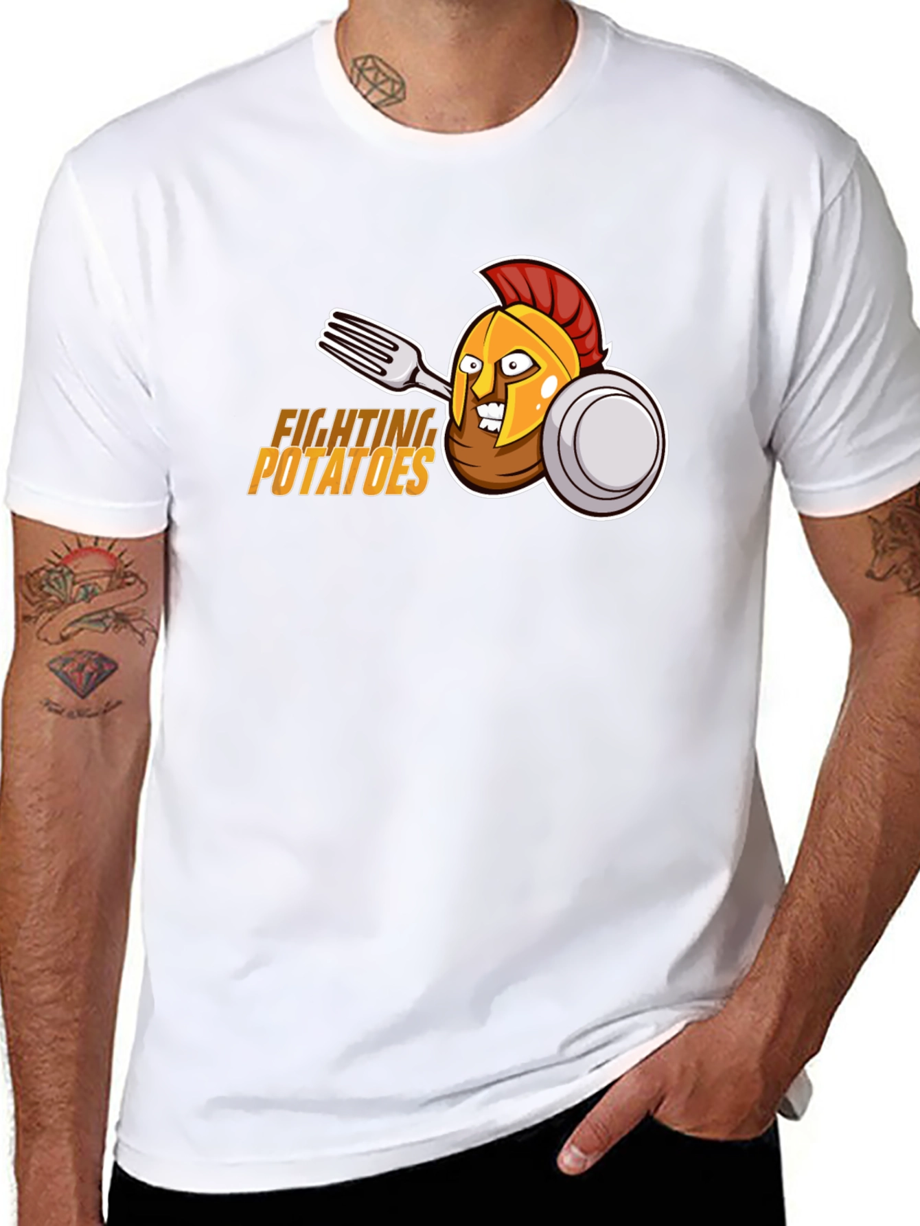 Fighting Potatoes T-Shirt - Funny Spartan Graphic Tee