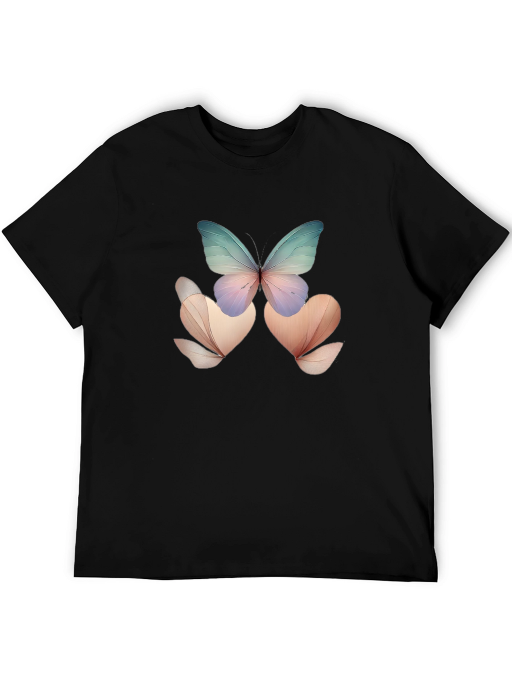 Butterfly Floral Black T-Shirt