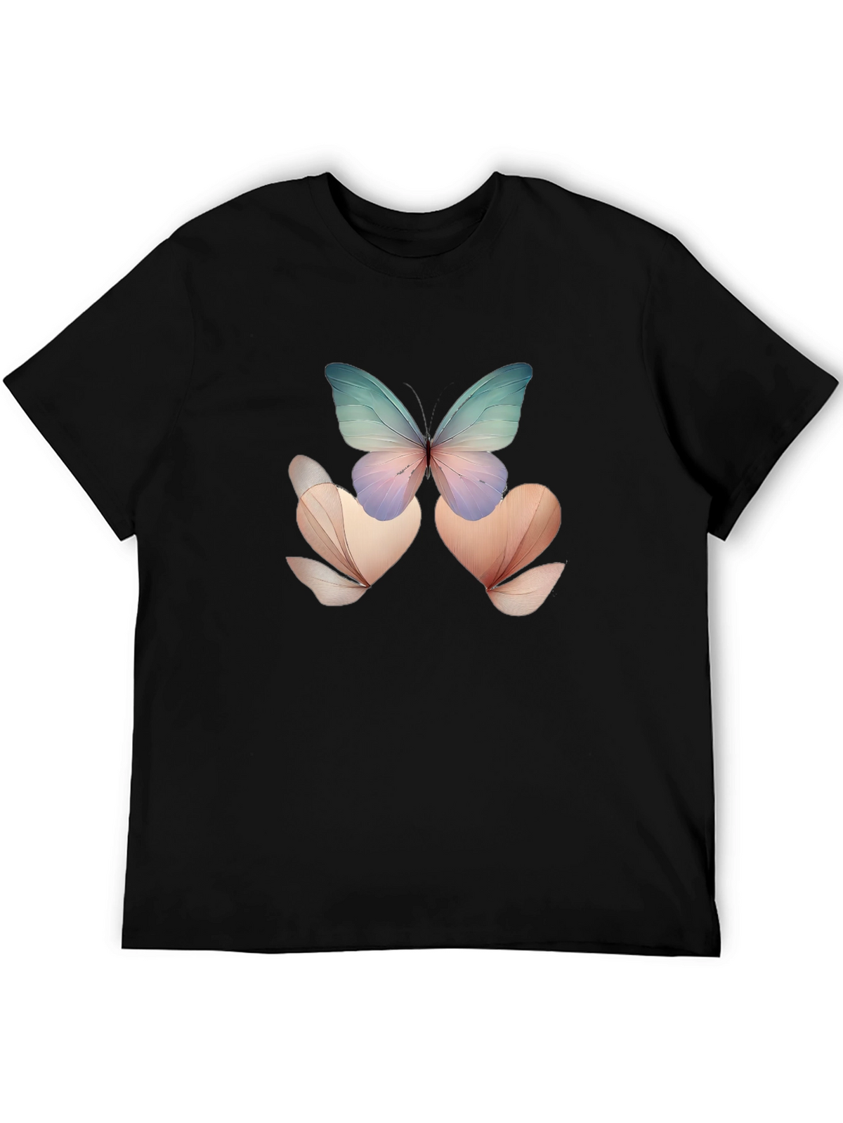 Butterfly Floral Black T-Shirt