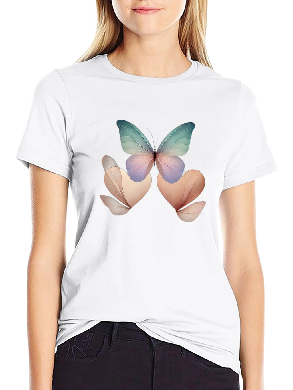 Butterfly Floral Black T-Shirt