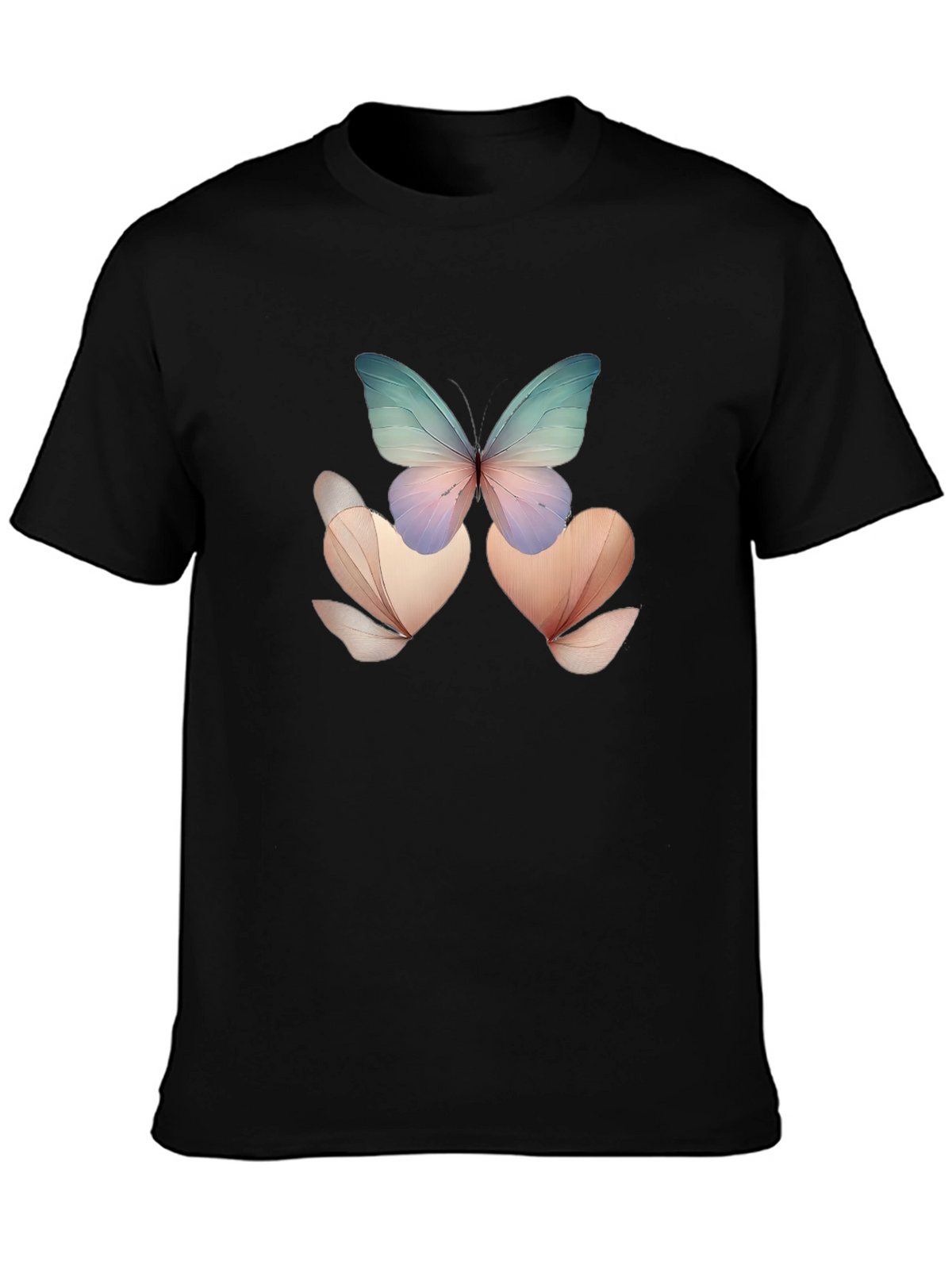 Butterfly Floral Black T-Shirt