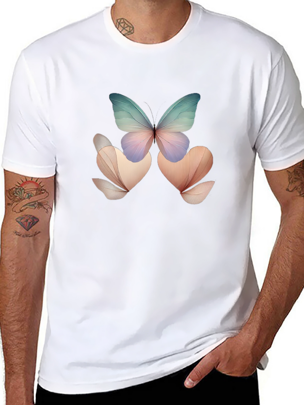 Butterfly Floral Black T-Shirt