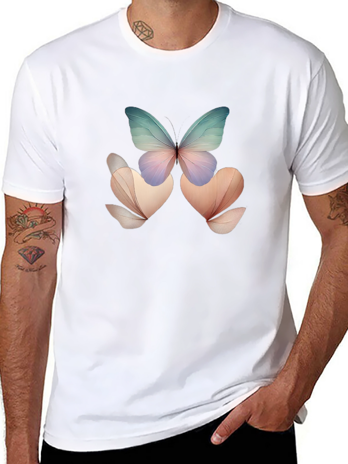 Butterfly Floral Black T-Shirt