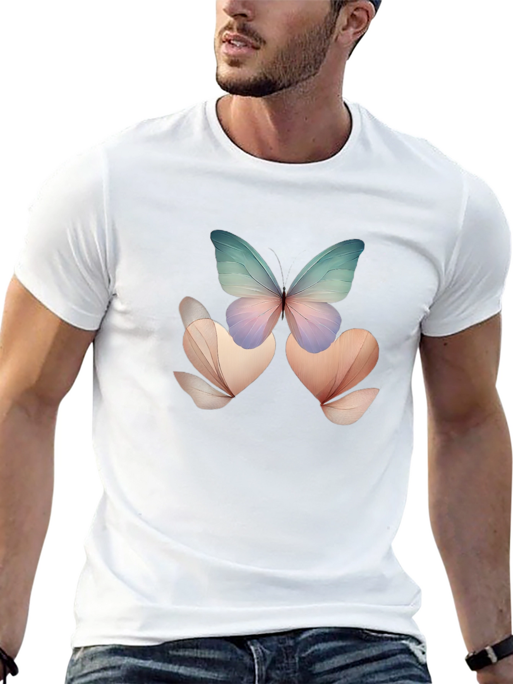 Butterfly Floral Black T-Shirt