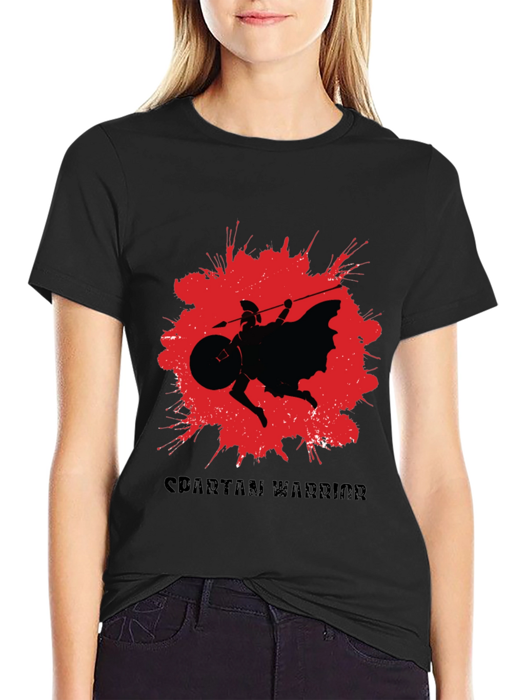 Spartan Warrior Graphic T-Shirt - Black