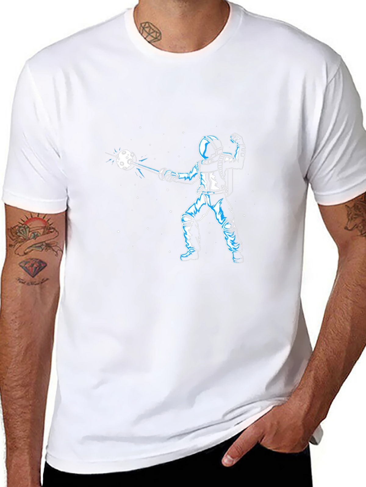 Astronaut Space Fencing Graphic Tee