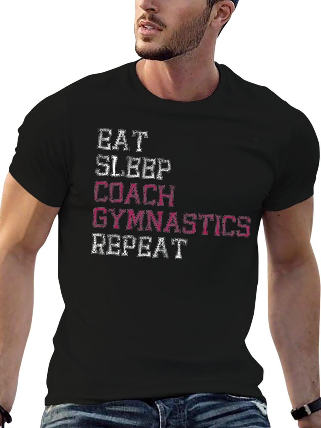 Gymnastics Coach Graphic Tee - Eat Sleep Repeat