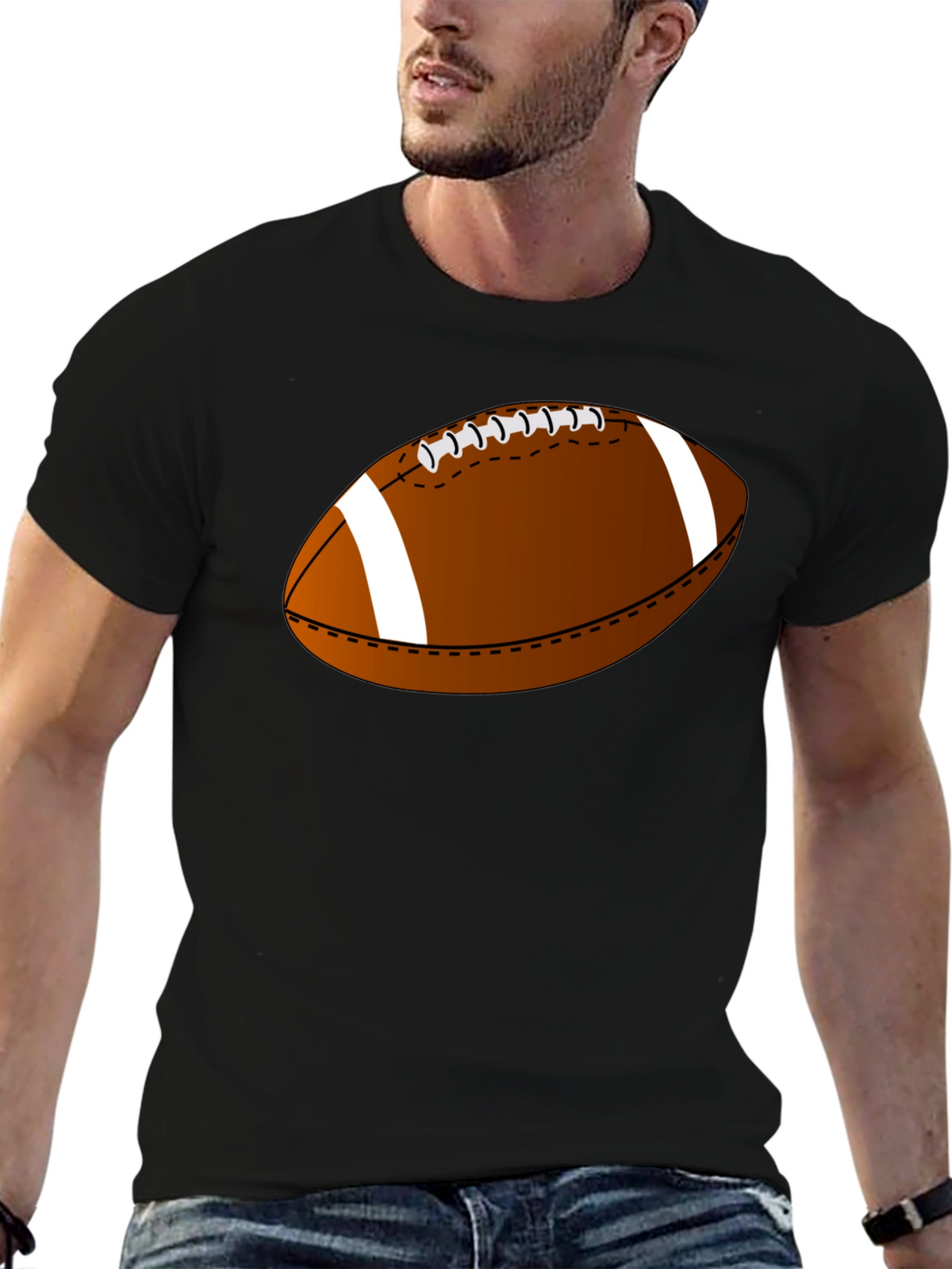 Football Graphic Tee - Casual Black T-Shirt