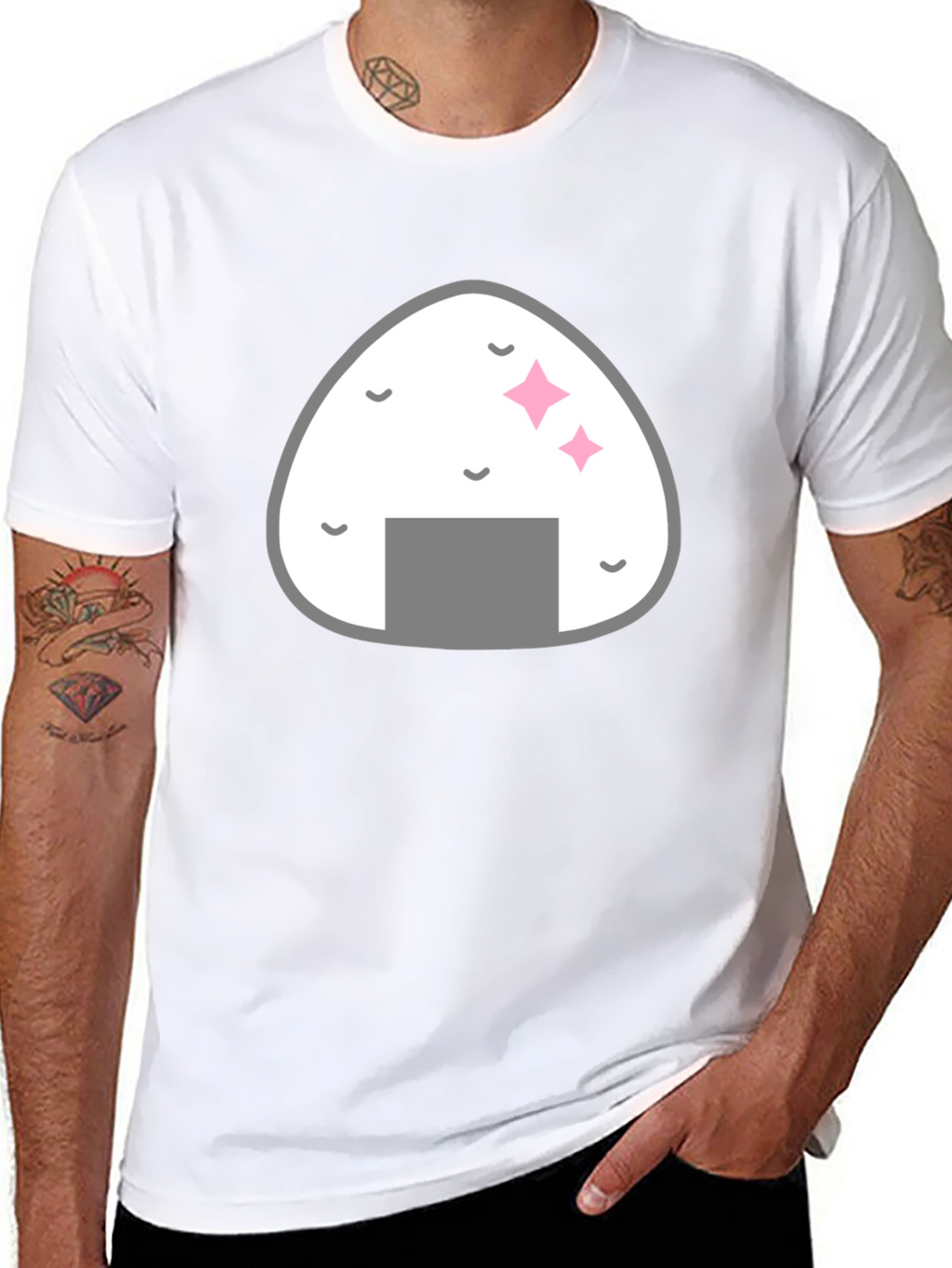 Onigiri Graphic Black T-Shirt - Foodie Fashion