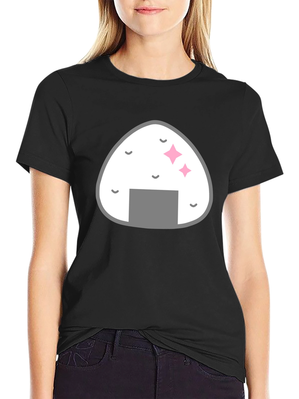 Onigiri Graphic Black T-Shirt - Foodie Fashion