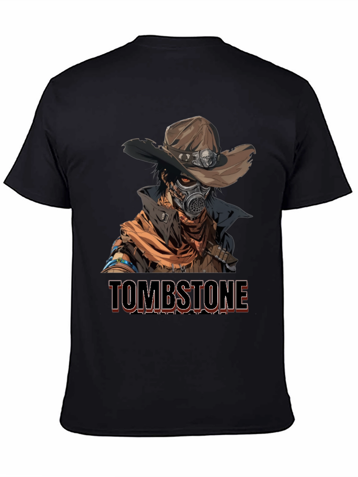 Tombstone Cowboy Gas Mask Graphic T-Shirt