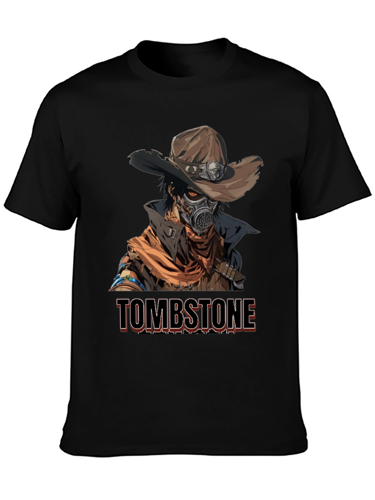Tombstone Cowboy Gas Mask Graphic T-Shirt