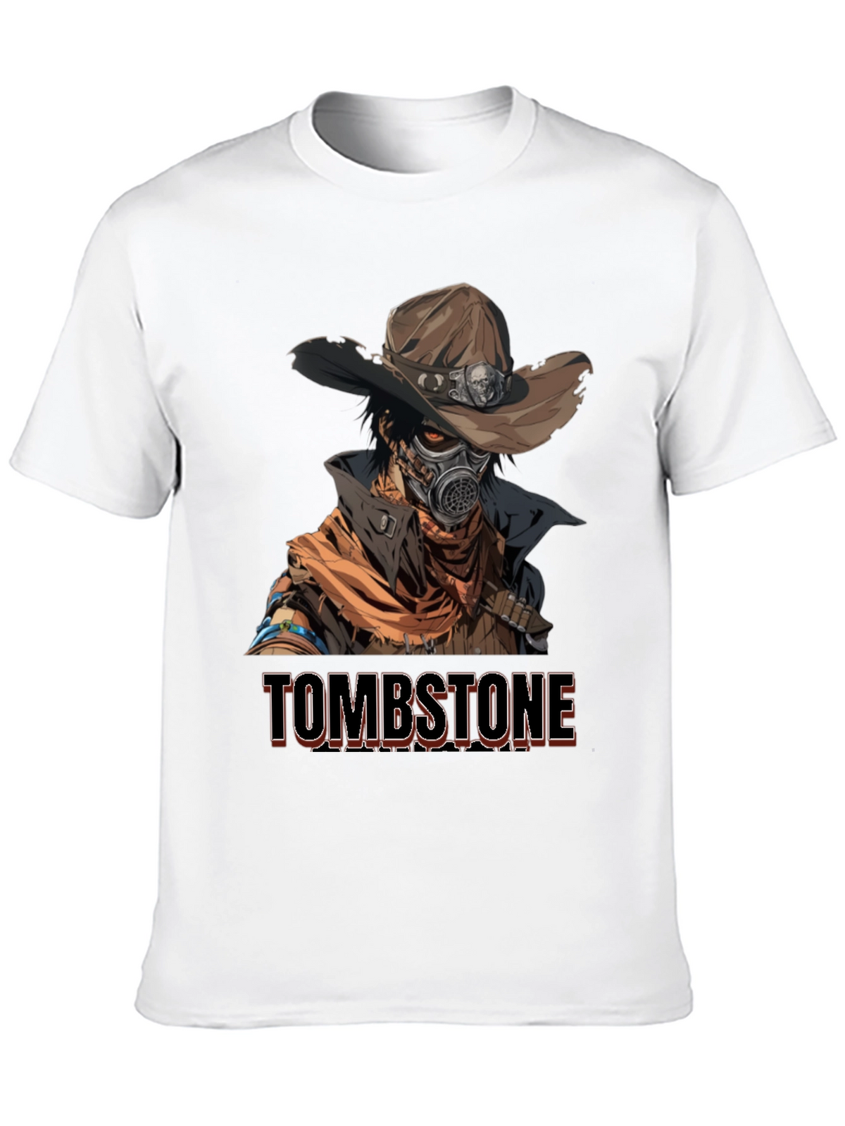 Tombstone Cowboy Gas Mask Graphic T-Shirt