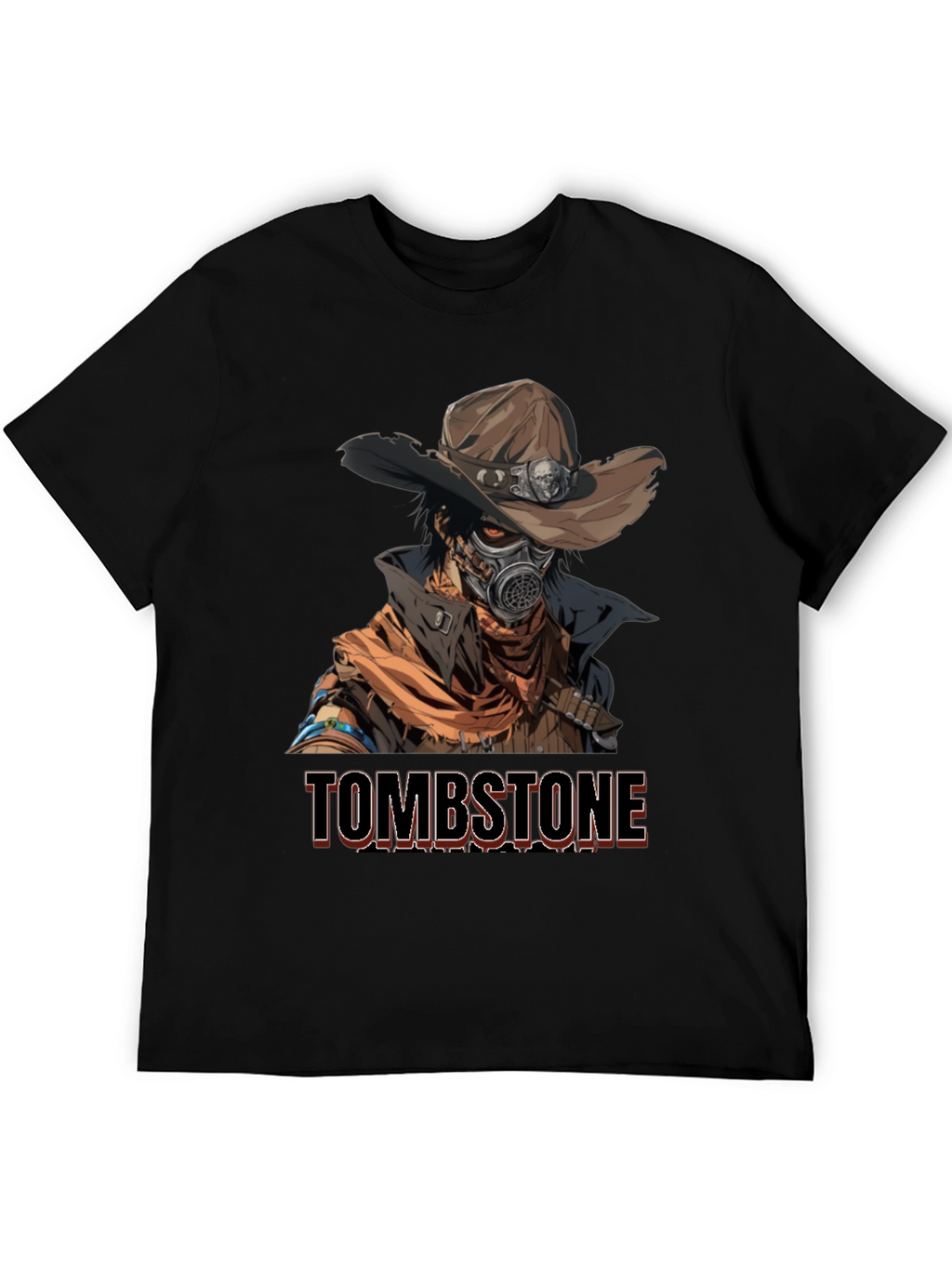 Tombstone Cowboy Gas Mask Graphic T-Shirt