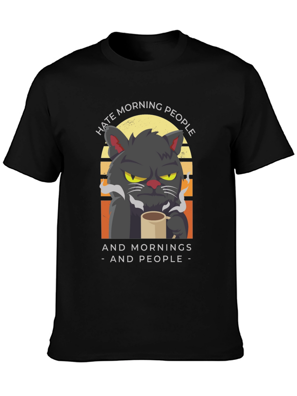Hate Morning People Cat Graphic T-Shirt