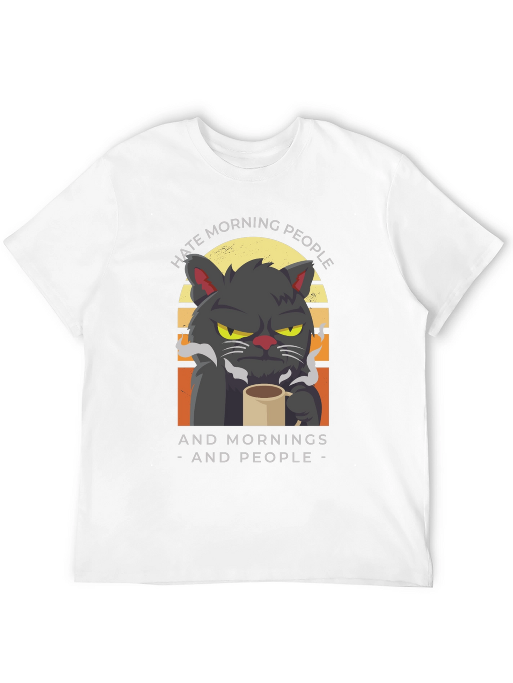 Hate Morning People Cat Graphic T-Shirt