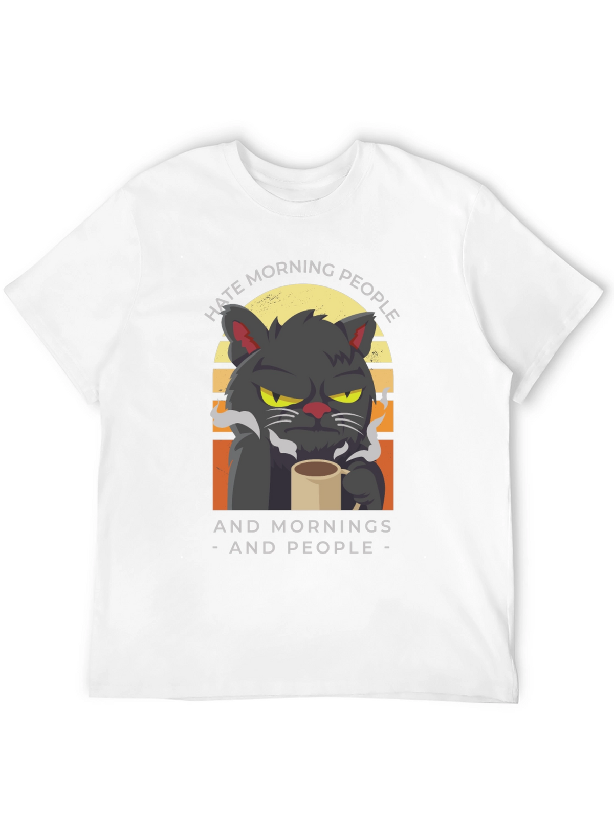 Hate Morning People Cat Graphic T-Shirt