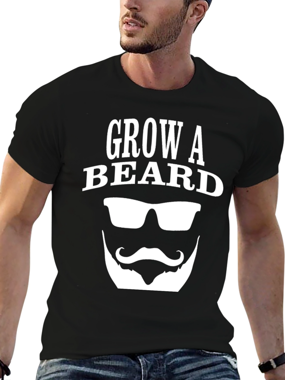 Grow A Beard T-Shirt - Funny Graphic Tee