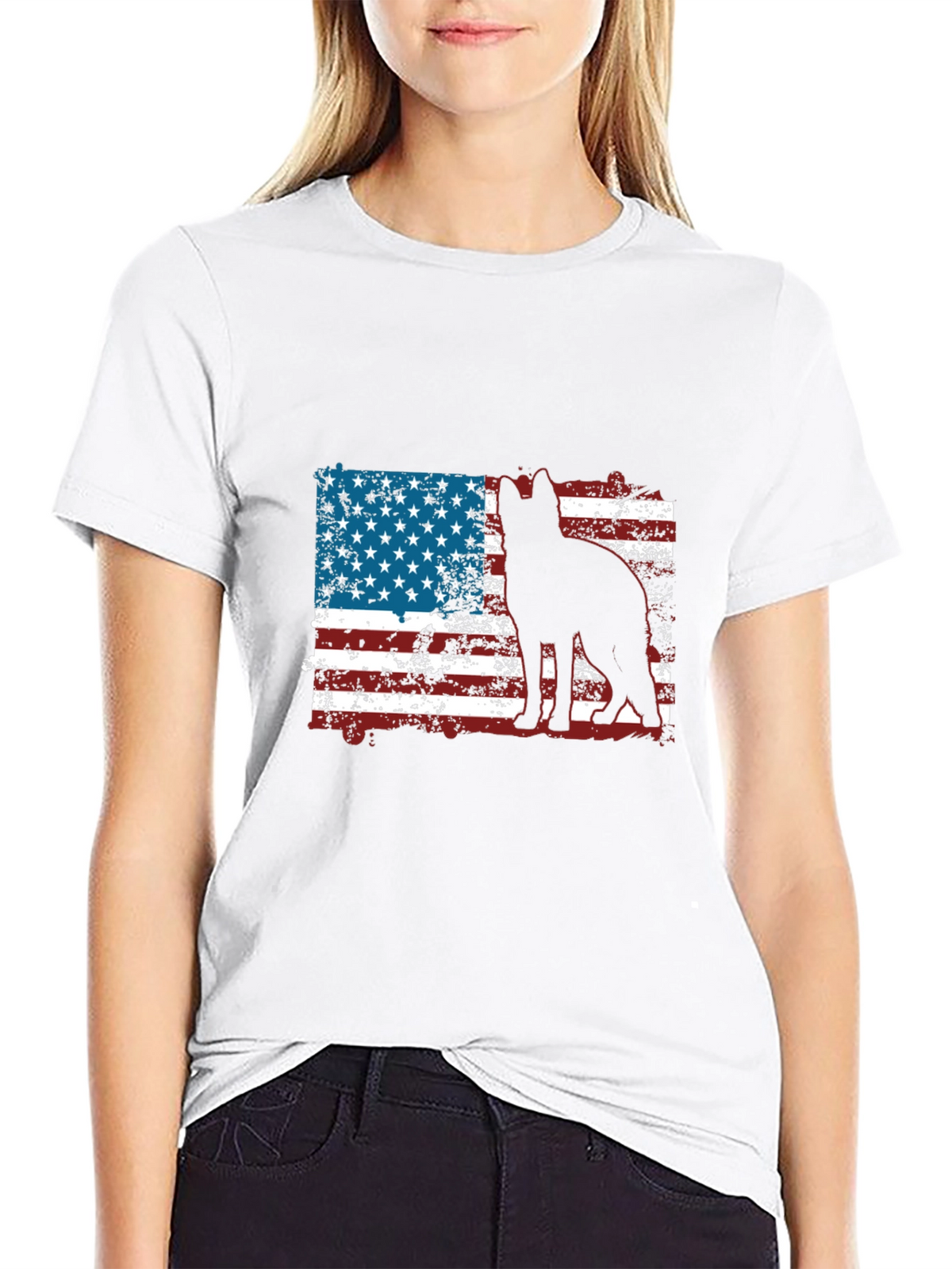 Patriotic Dog T-Shirt - American Flag Graphic Tee