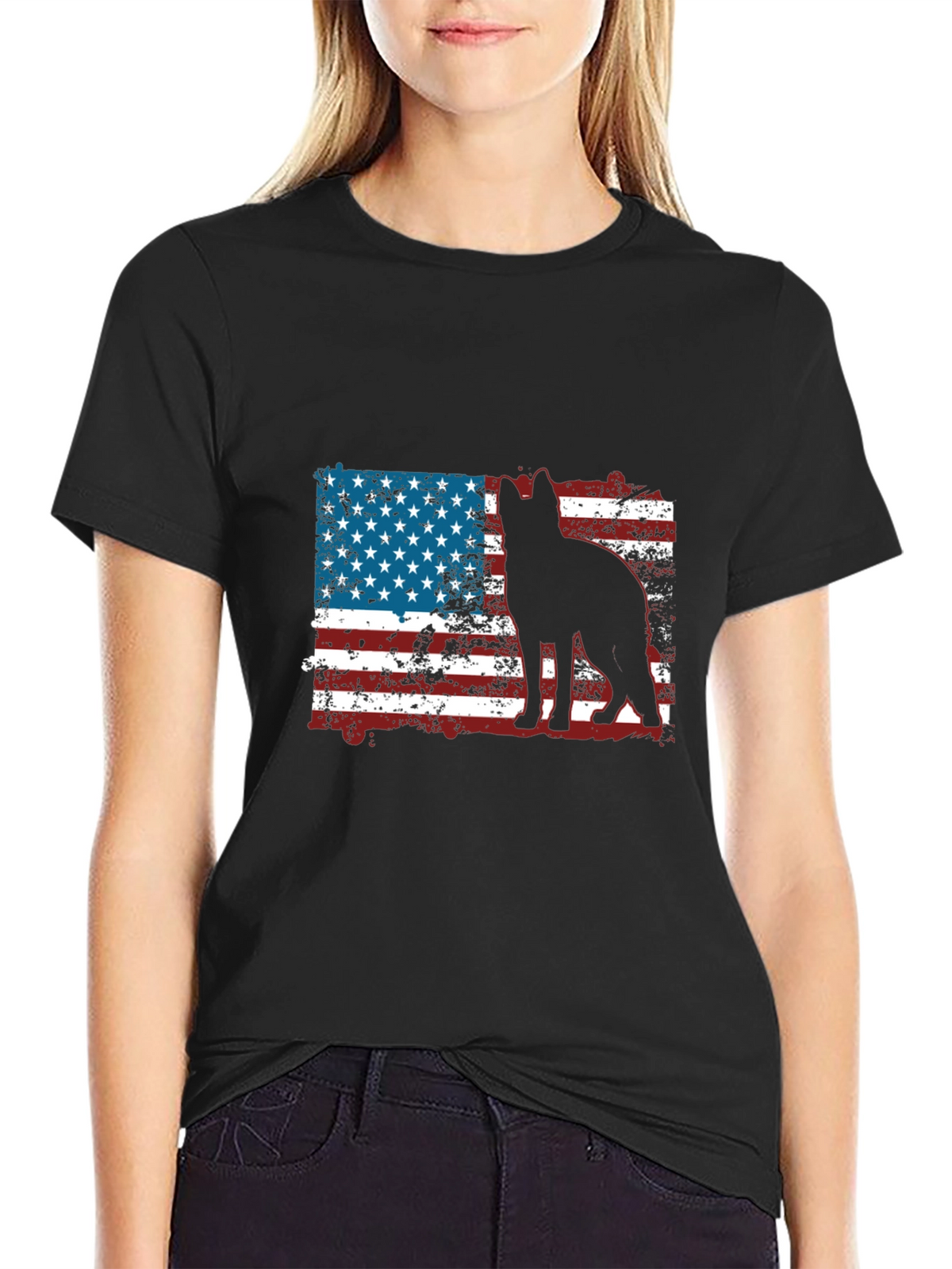 Patriotic Dog T-Shirt - American Flag Graphic Tee