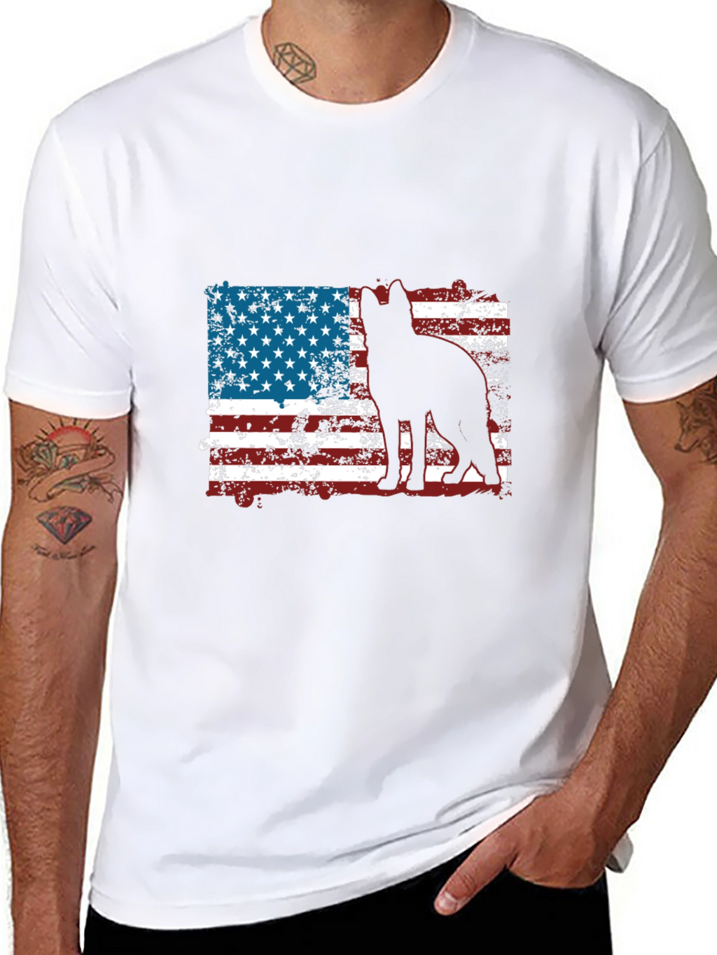 Patriotic Dog T-Shirt - American Flag Graphic Tee