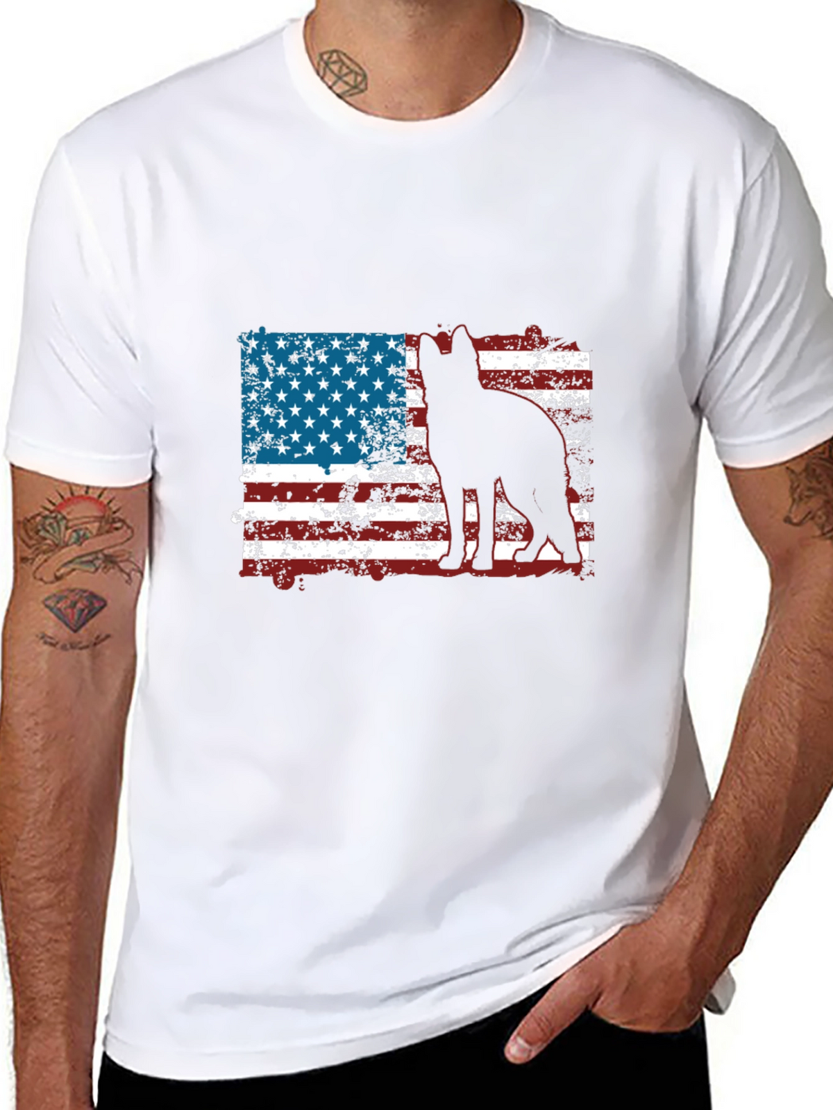 Patriotic Dog T-Shirt - American Flag Graphic Tee