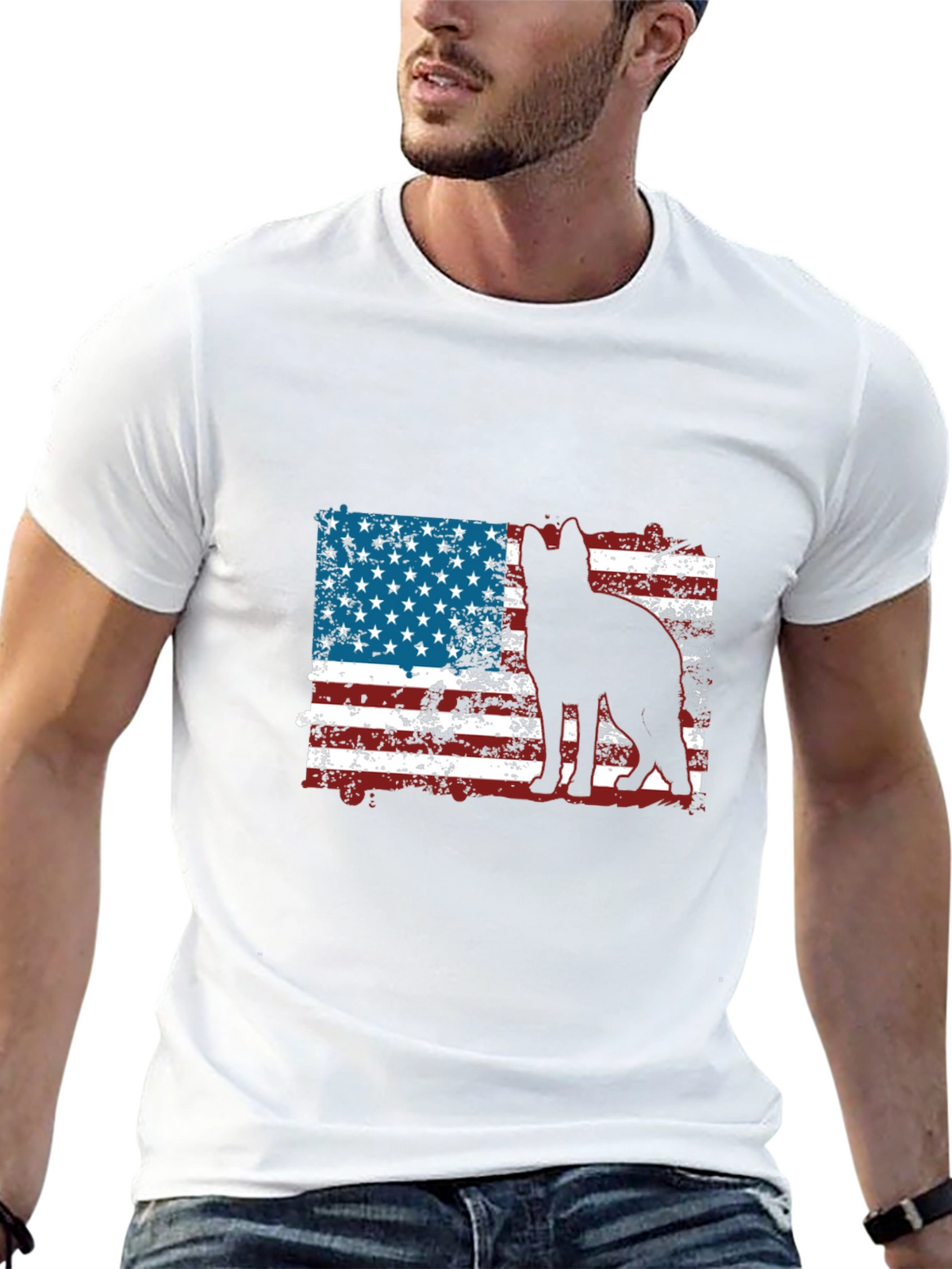 Patriotic Dog T-Shirt - American Flag Graphic Tee