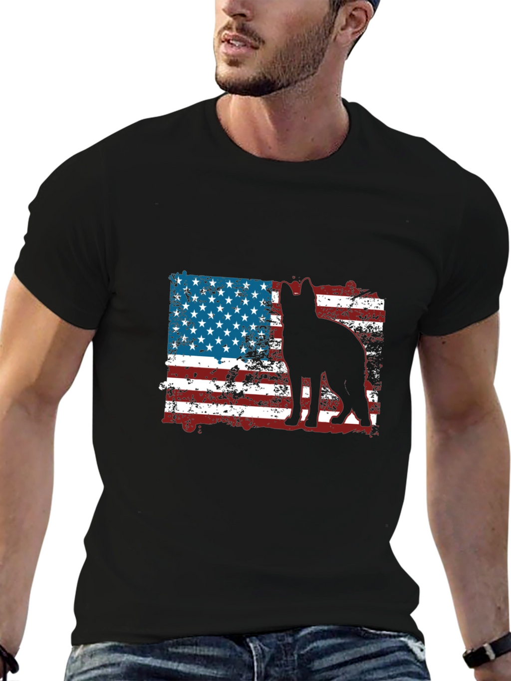 Patriotic Dog T-Shirt - American Flag Graphic Tee