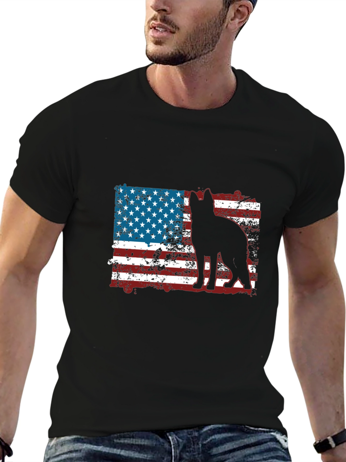 Patriotic Dog T-Shirt - American Flag Graphic Tee