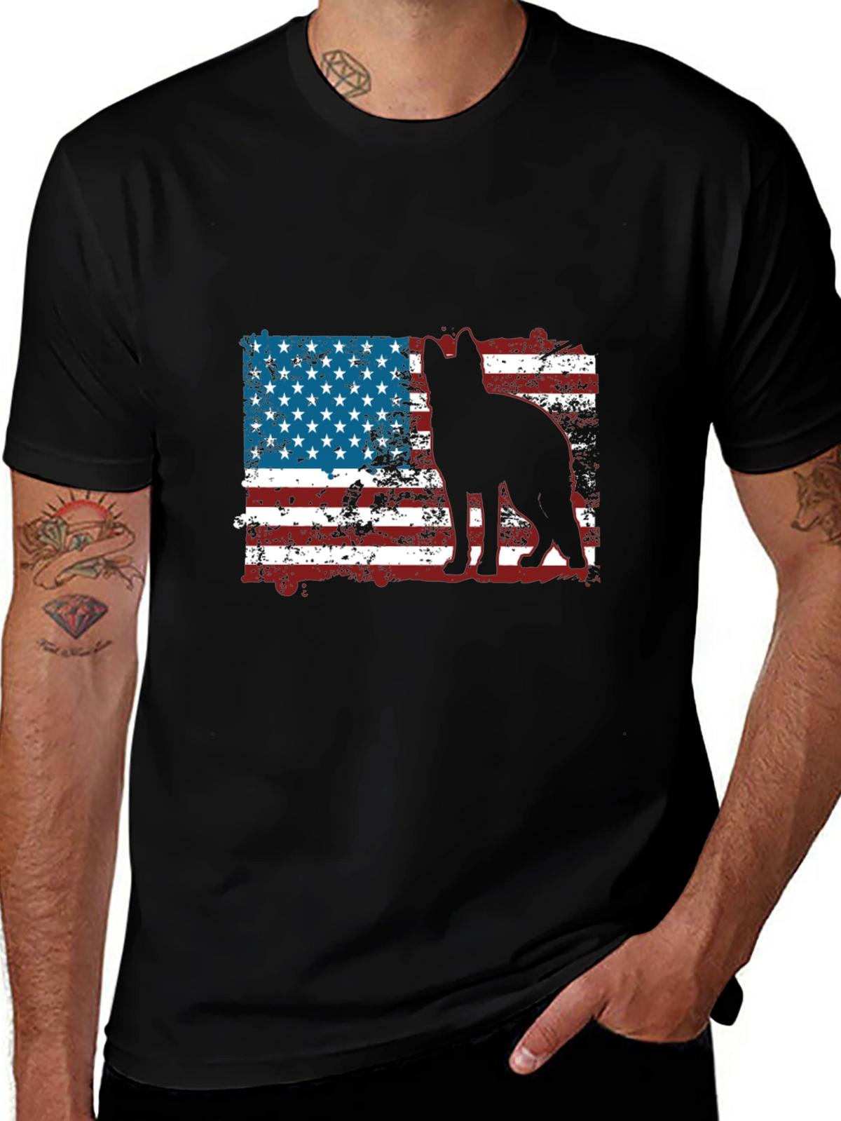 Patriotic Dog T-Shirt - American Flag Graphic Tee
