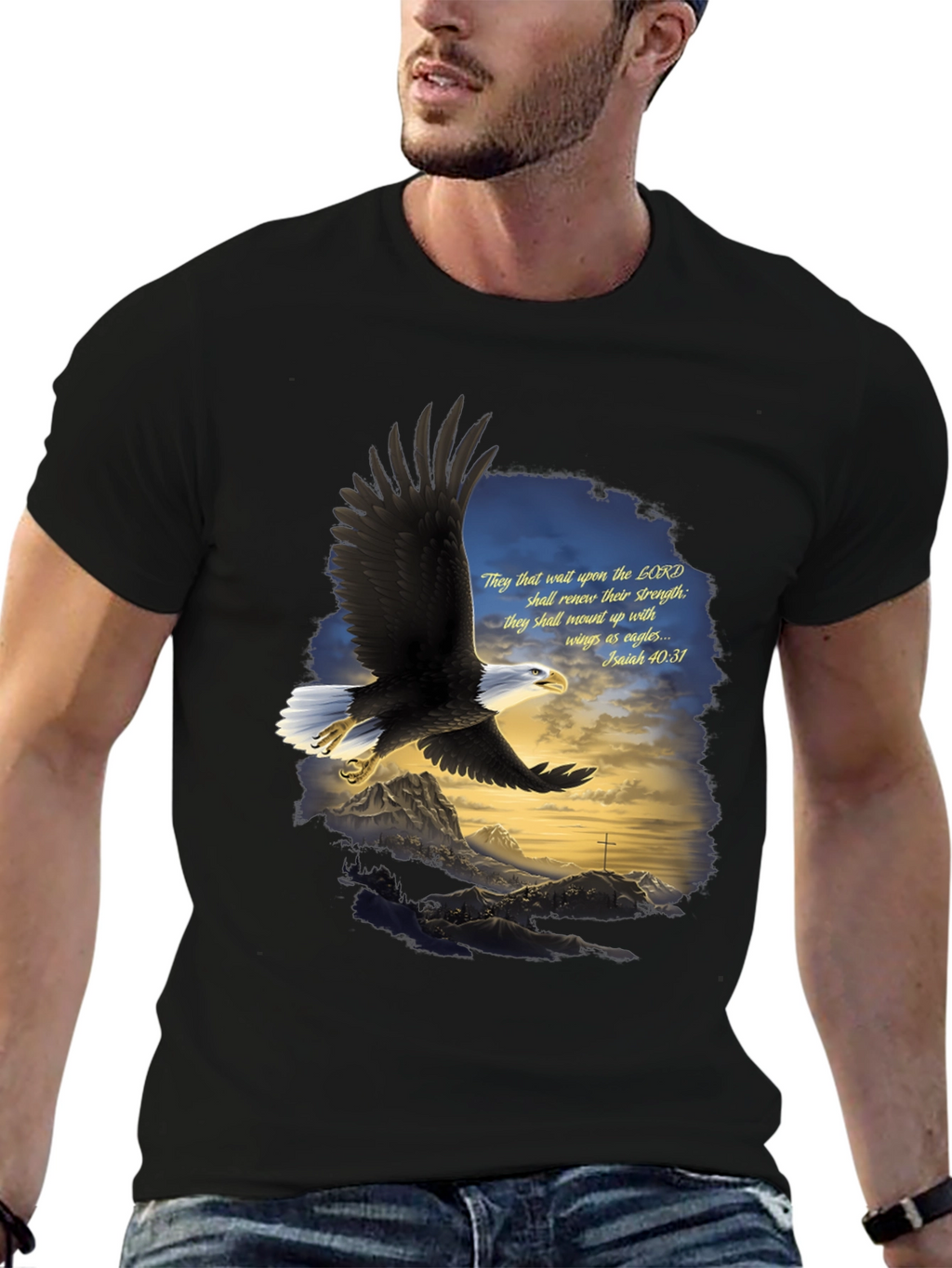 Eagle Wings Christian T-Shirt - Isaiah 40:31 Design