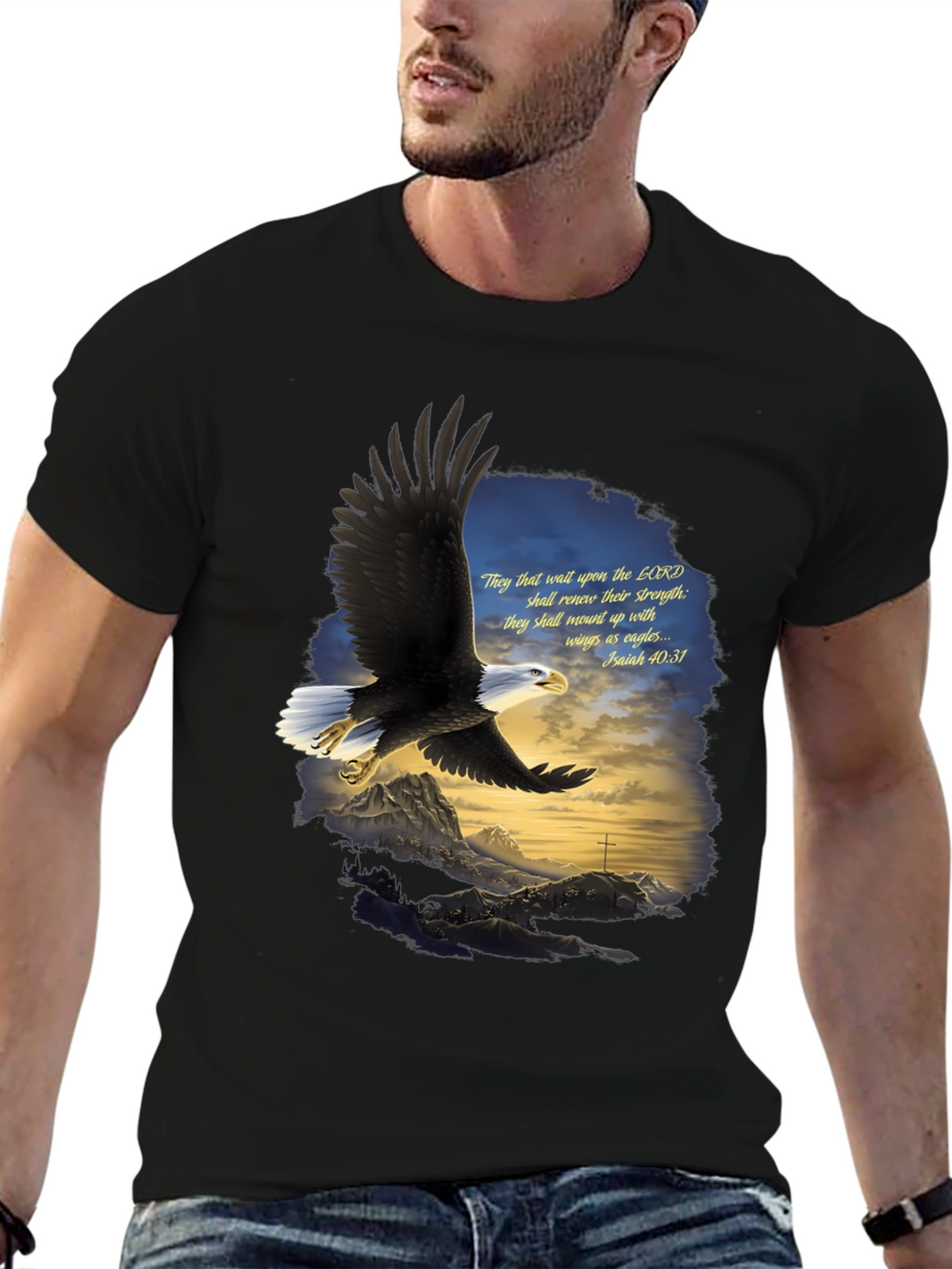Eagle Wings Christian T-Shirt - Isaiah 40:31 Design