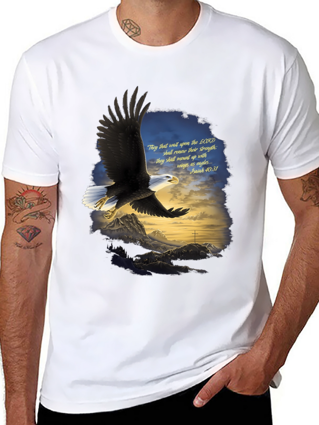 Eagle Wings Christian T-Shirt - Isaiah 40:31 Design