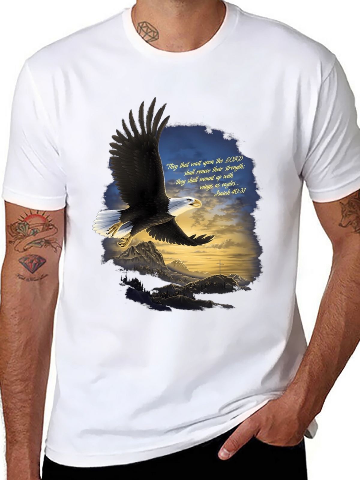 Eagle Wings Christian T-Shirt - Isaiah 40:31 Design