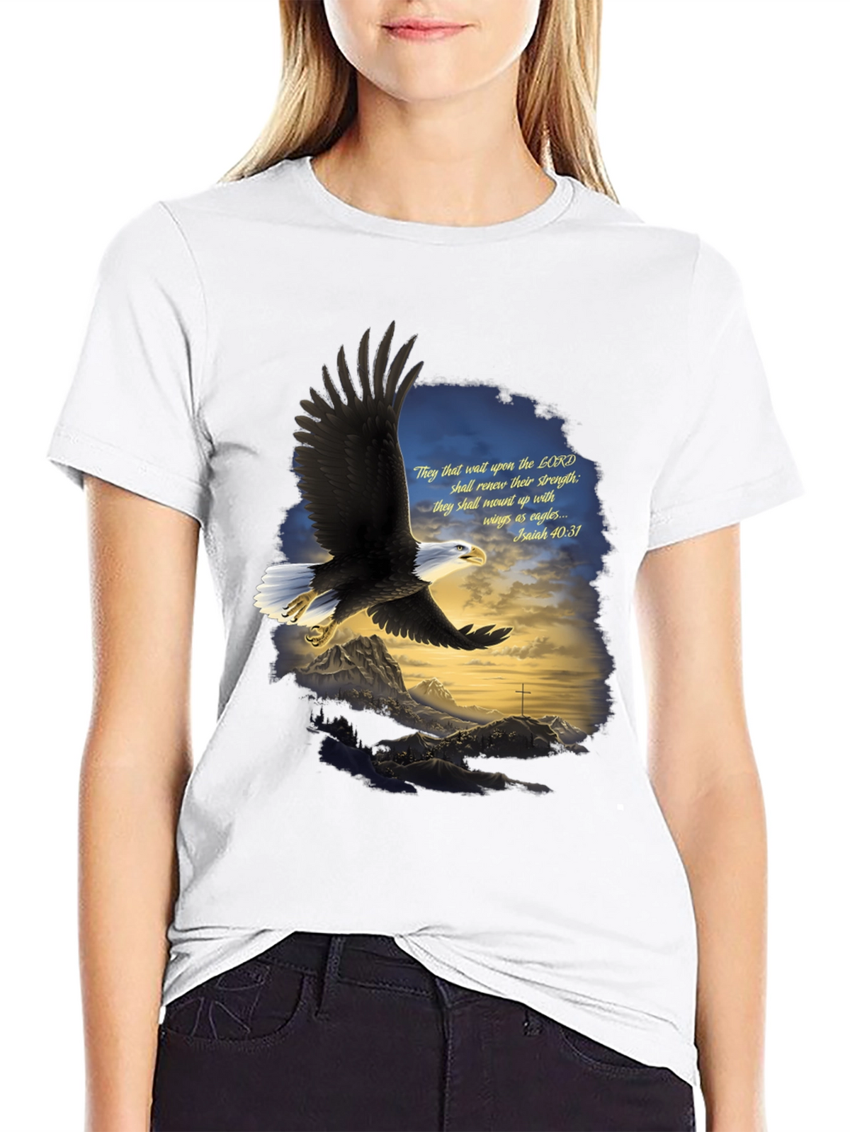 Eagle Wings Christian T-Shirt - Isaiah 40:31 Design