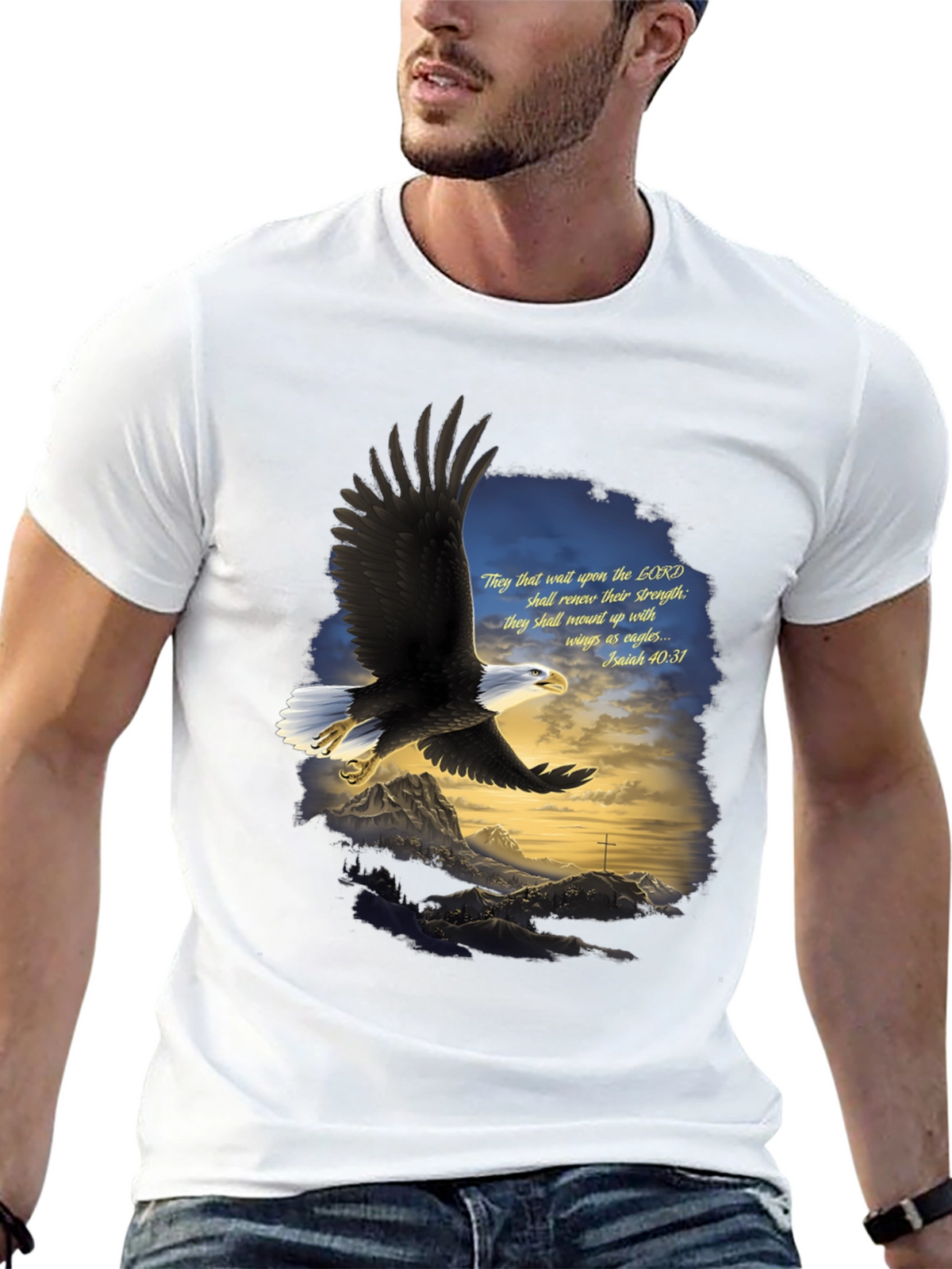 Eagle Wings Christian T-Shirt - Isaiah 40:31 Design