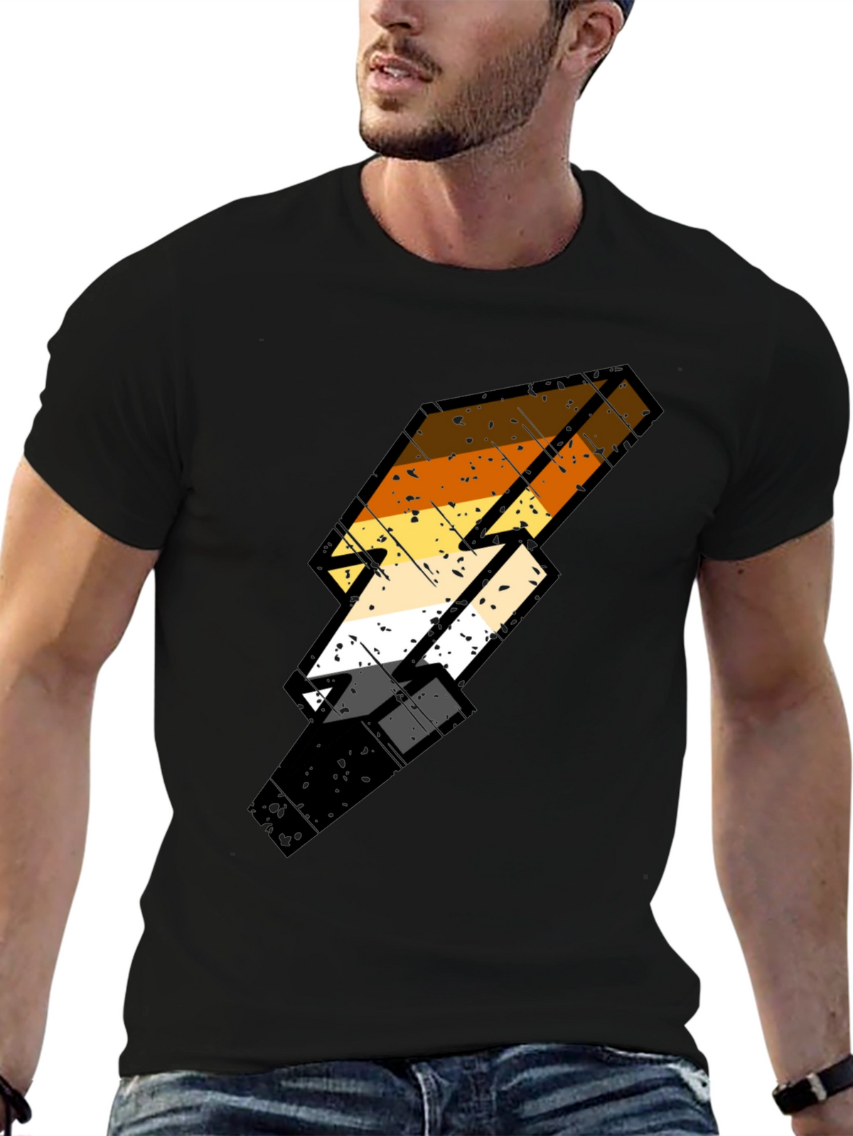 Bear Pride Lightning Bolt Black Tee