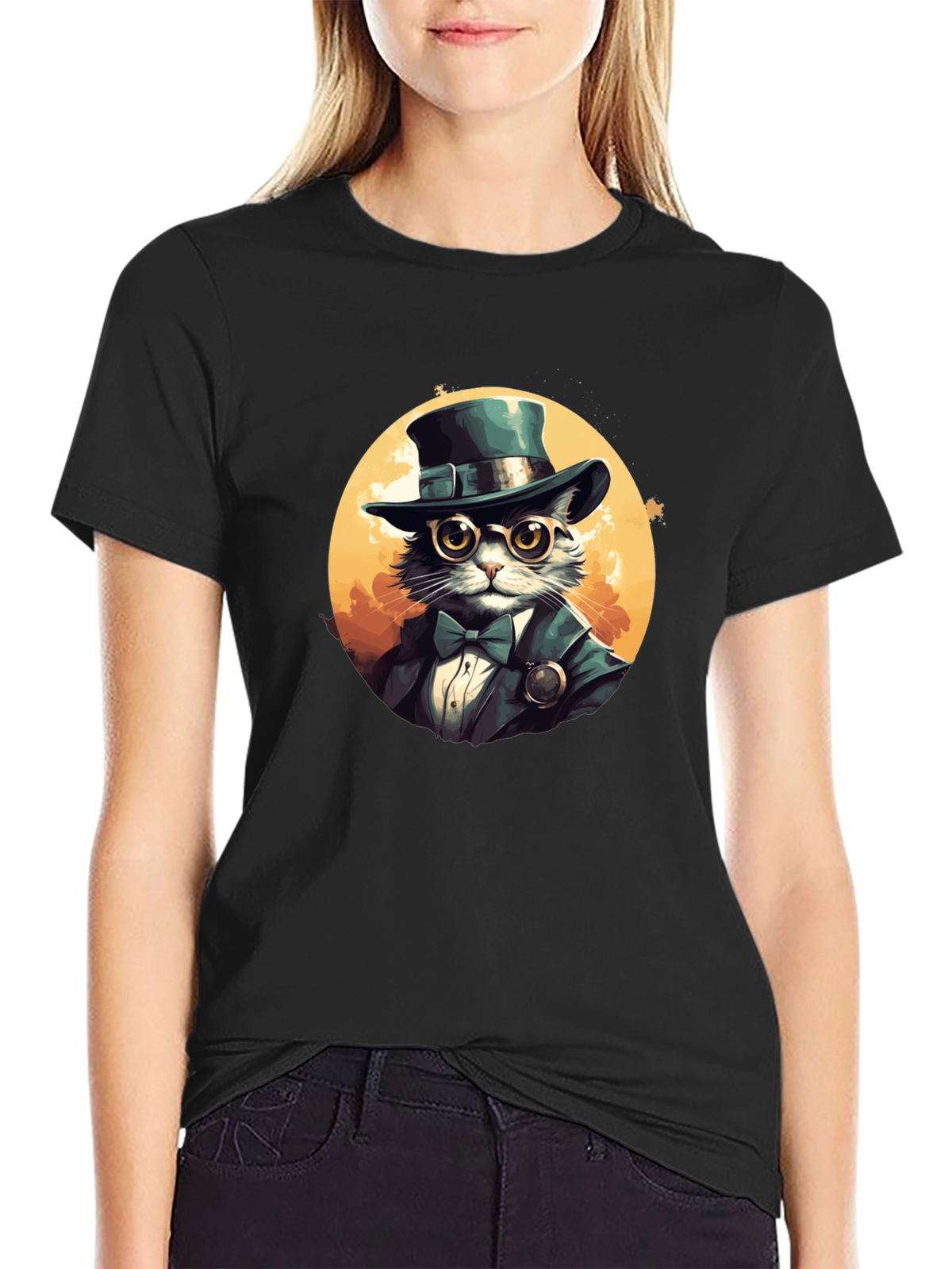 Steampunk Cat Top Hat T-Shirt
