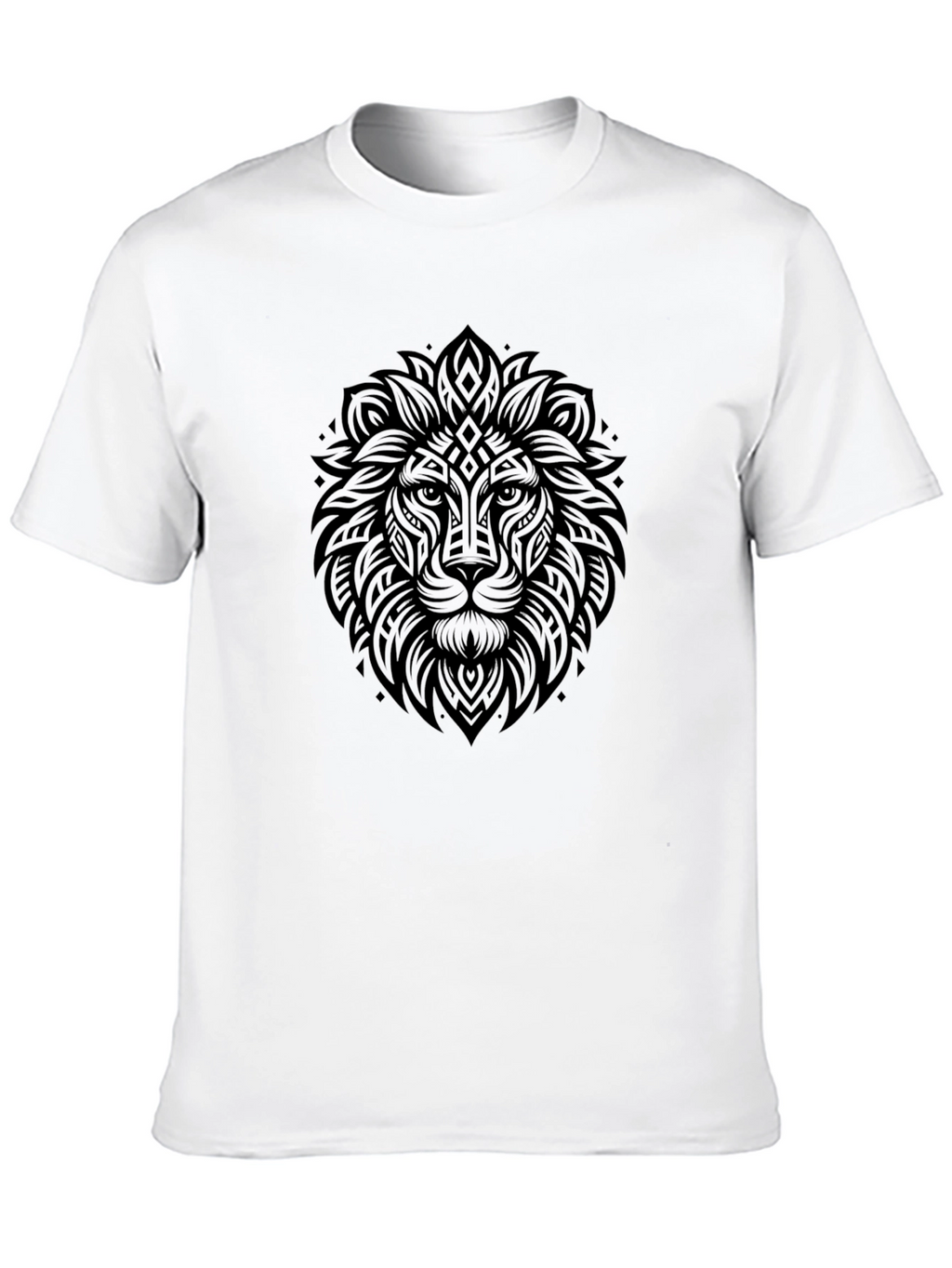 Lion Head Graphic Print Black T-Shirt