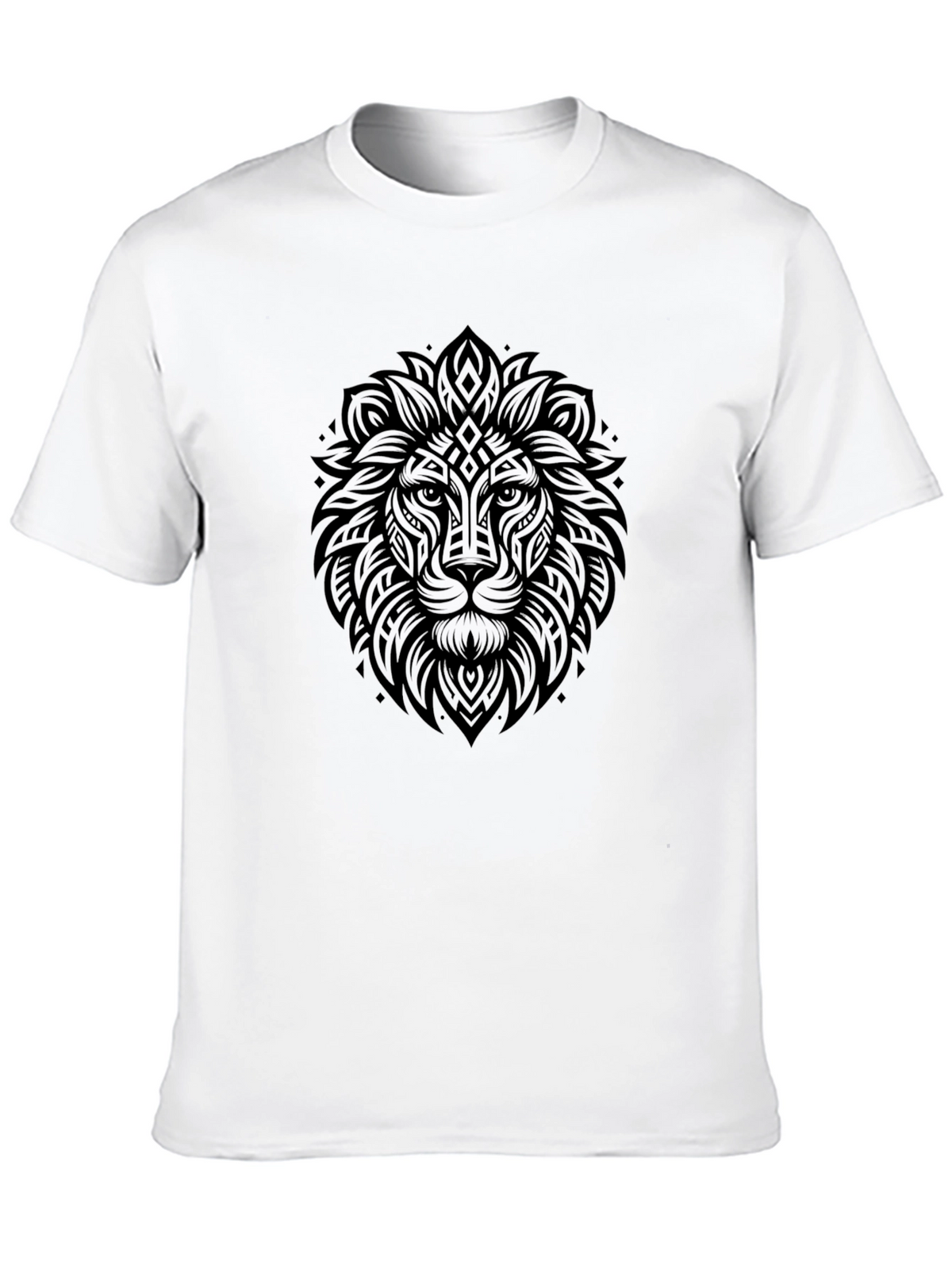Lion Head Graphic Print Black T-Shirt