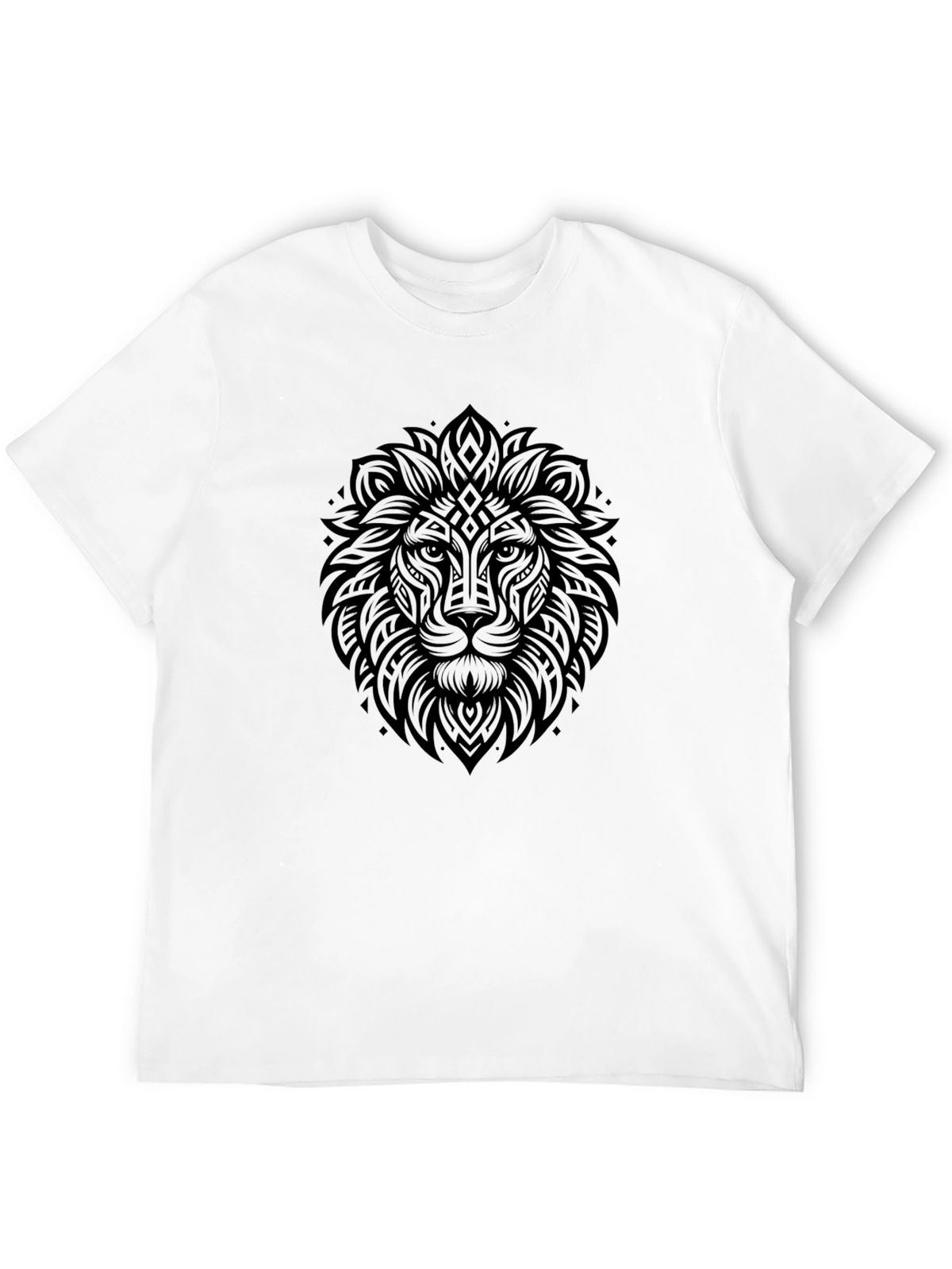 Lion Head Graphic Print Black T-Shirt