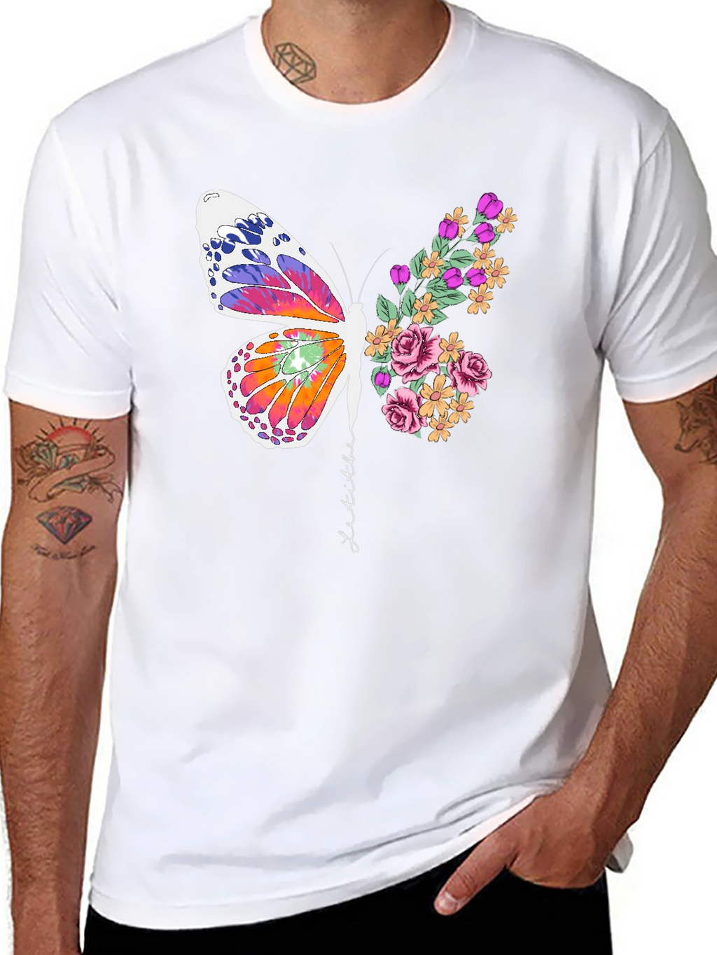 Butterfly Floral Graphic Tee - Unisex Cotton Blend