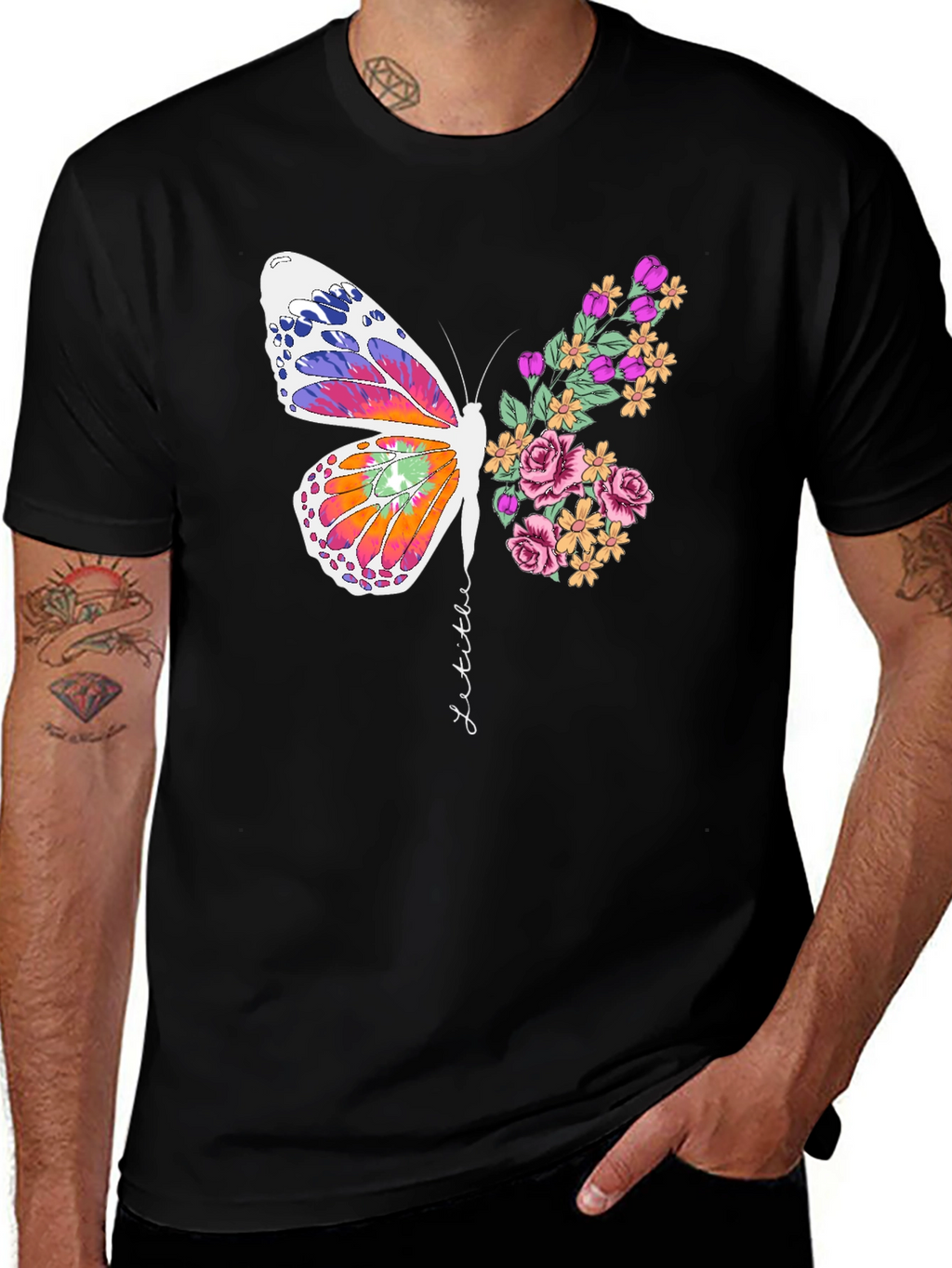 Butterfly Floral Graphic Tee - Unisex Cotton Blend