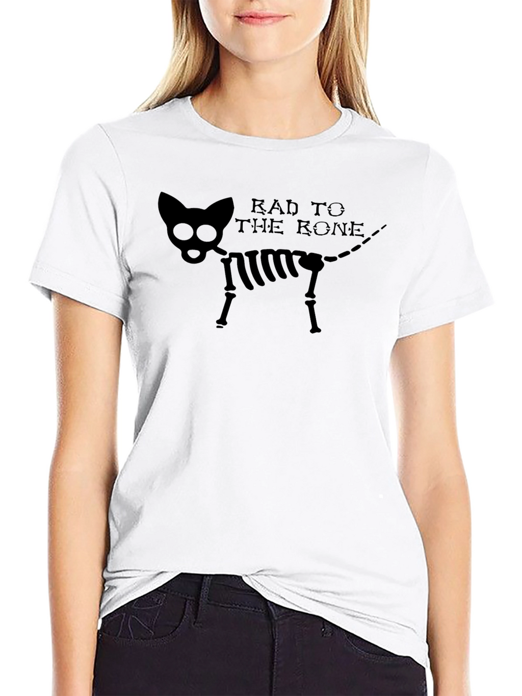 Rad to the Bone Cat Skeleton Graphic Tee