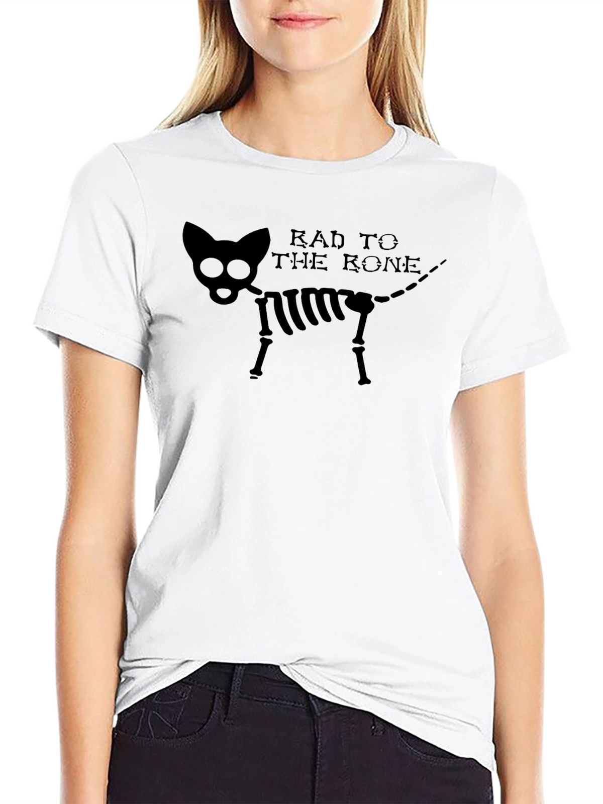 Rad to the Bone Cat Skeleton Graphic Tee