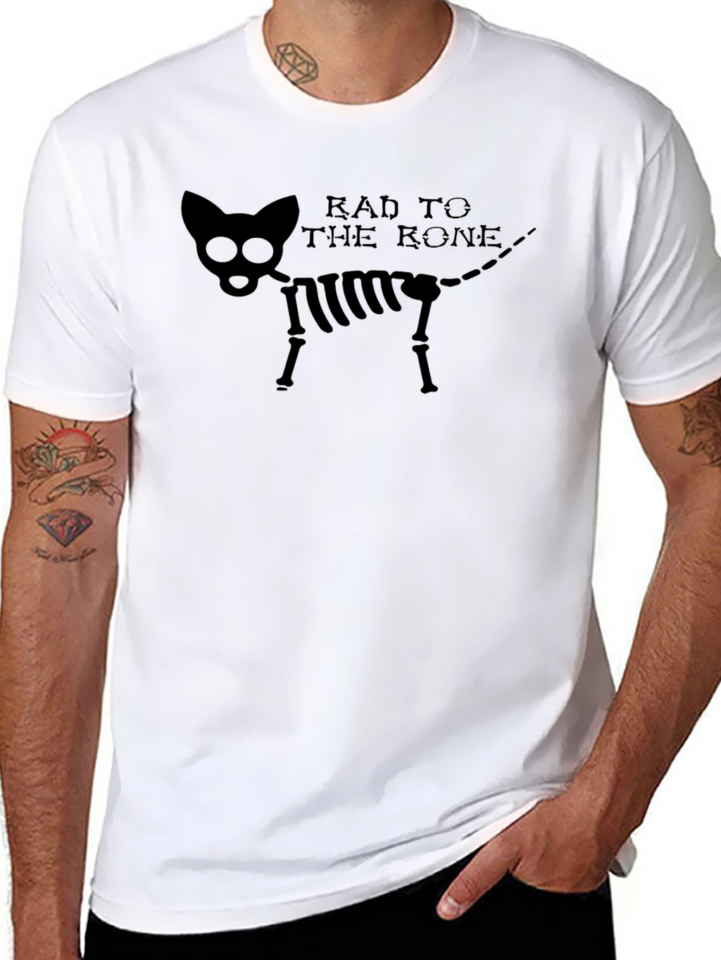 Rad to the Bone Cat Skeleton Graphic Tee