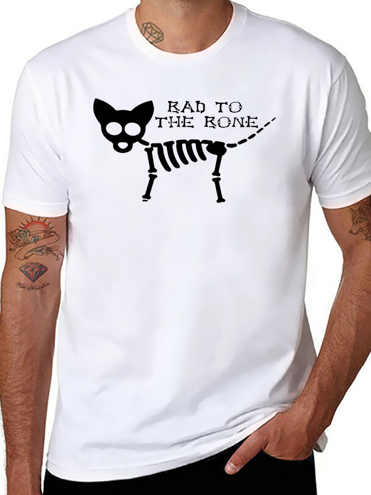 Rad to the Bone Cat Skeleton Graphic Tee