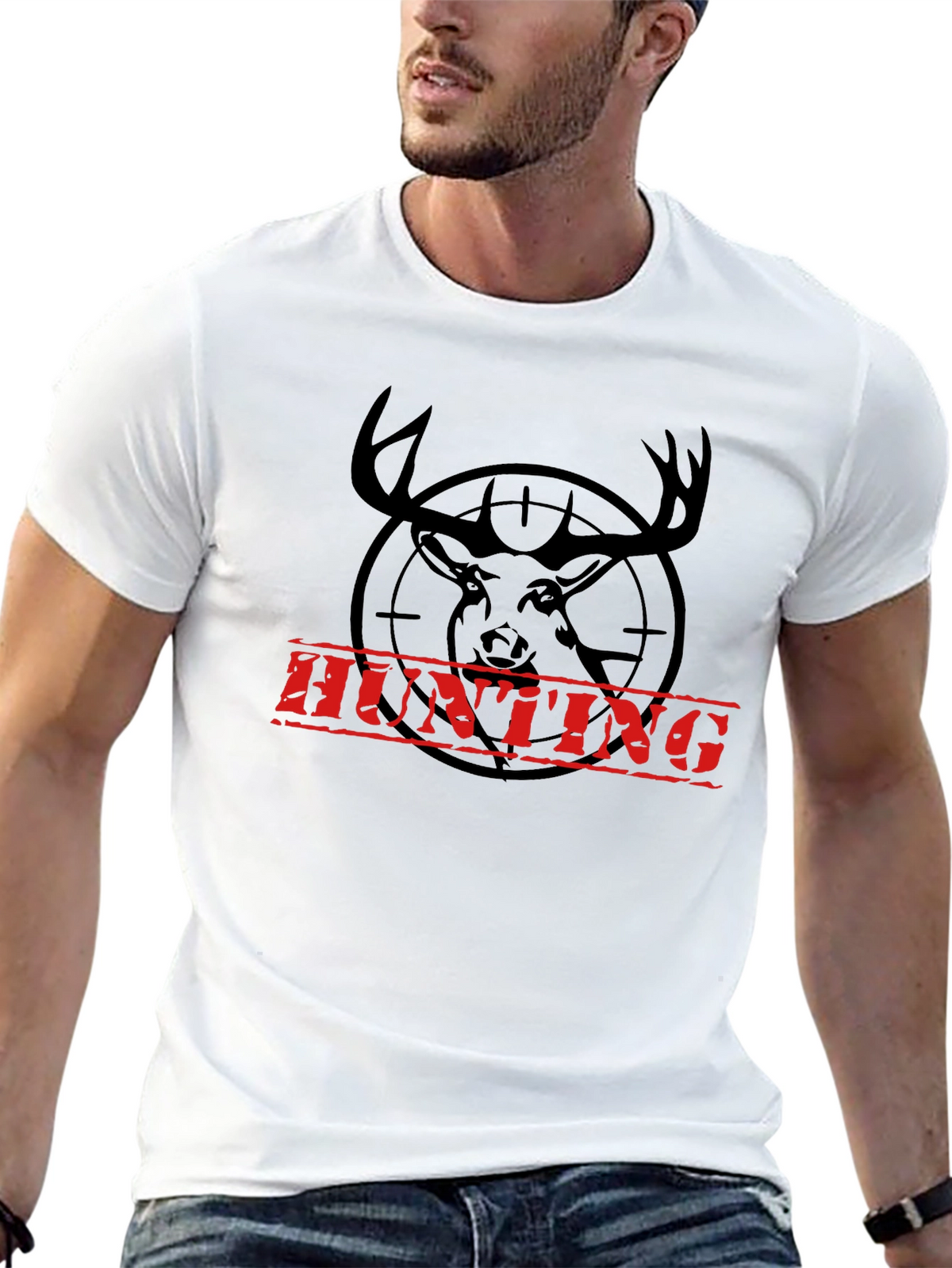 Hunting Deer Graphic T-Shirt - Black