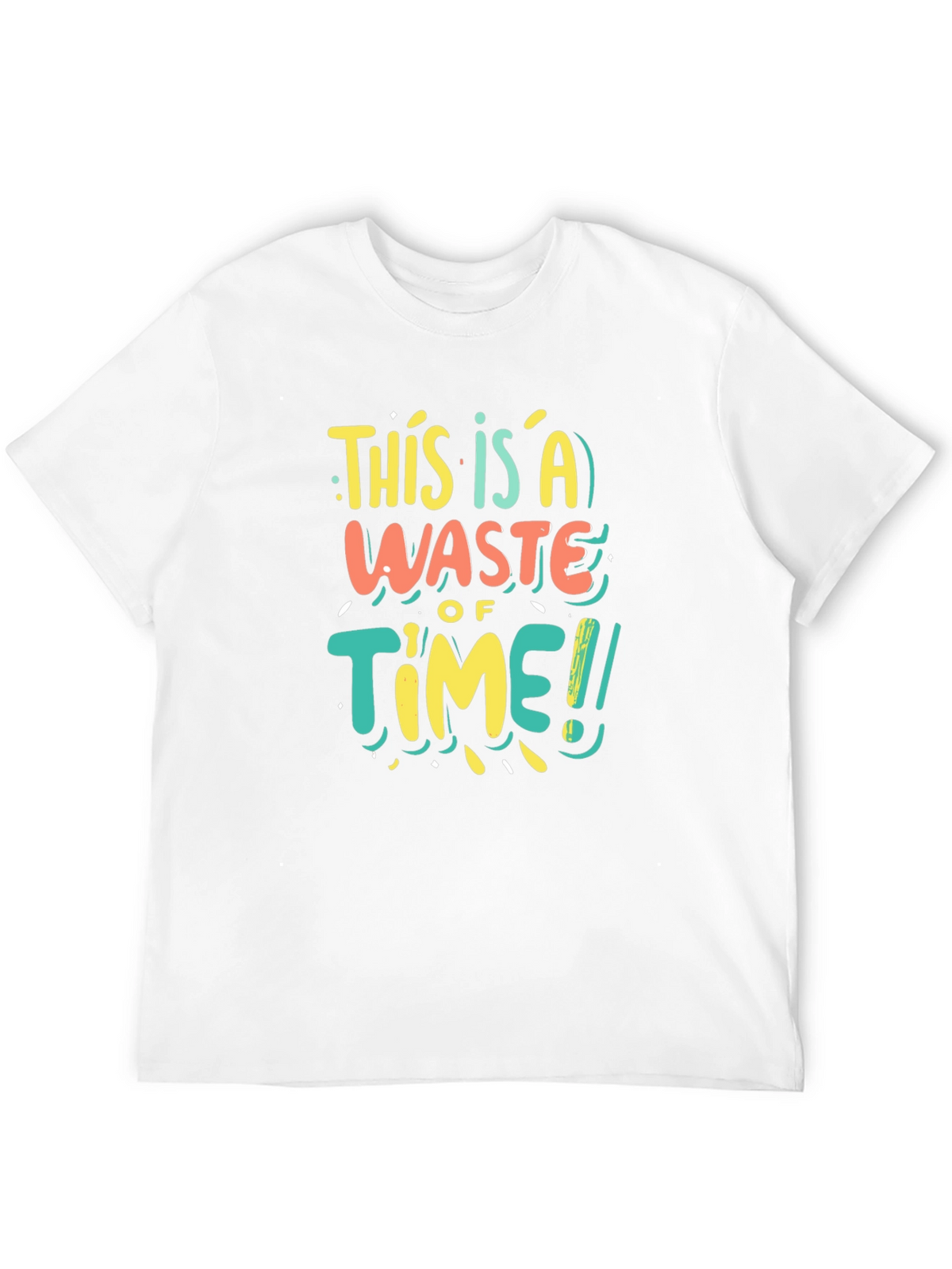 Funny Waste of Time Graphic Print Black T-Shirt