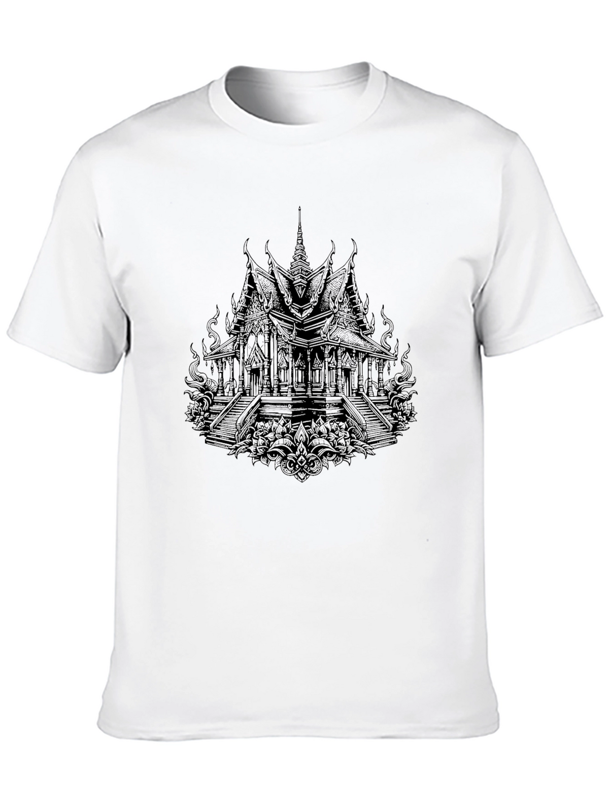 Black Temple Graphic Tee - Unique Architectural Design
